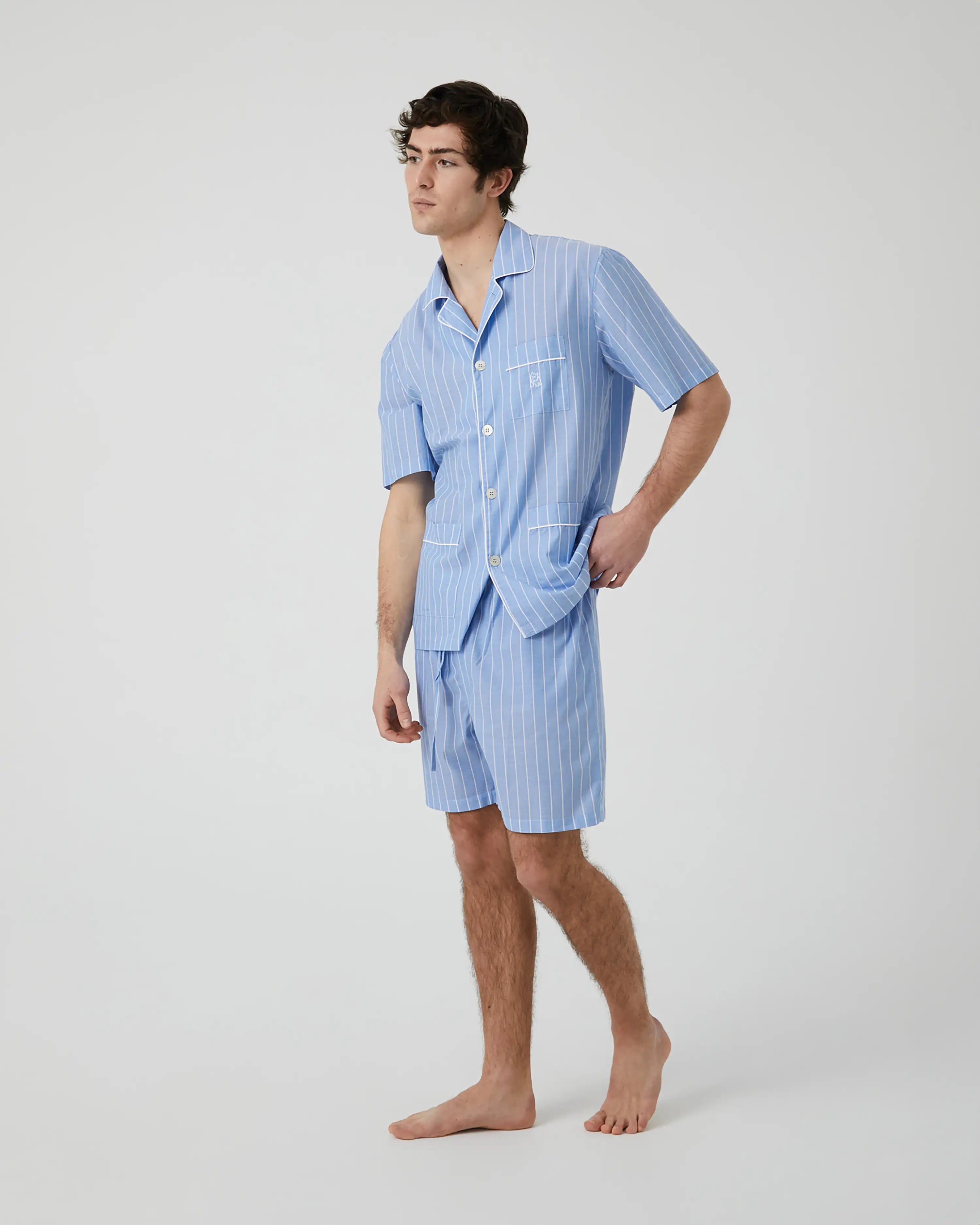 Pijama de Hombre Corto en Tejido Voilé de Algodón