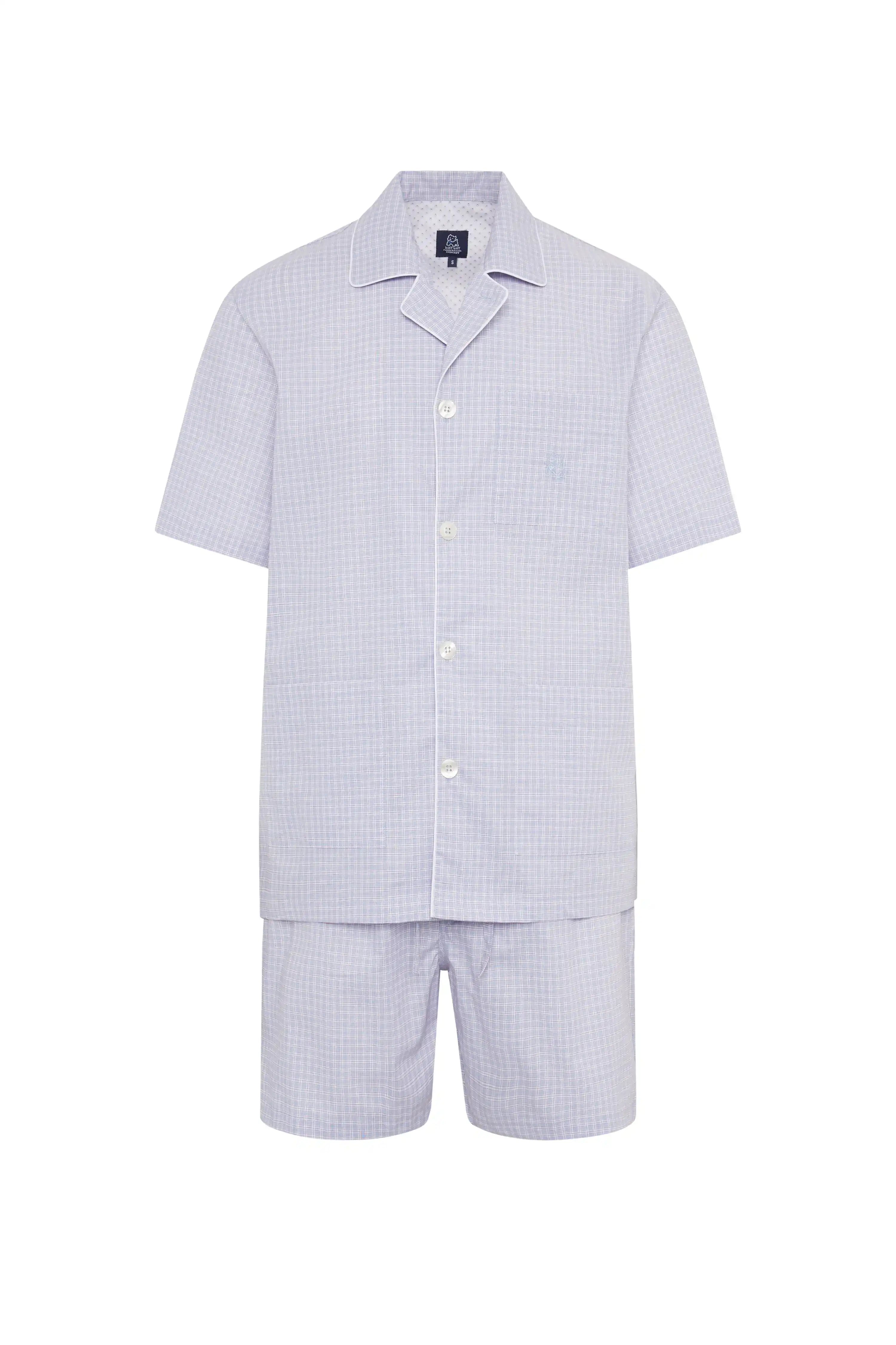 Pijama corto de hombre algodón cuadritos