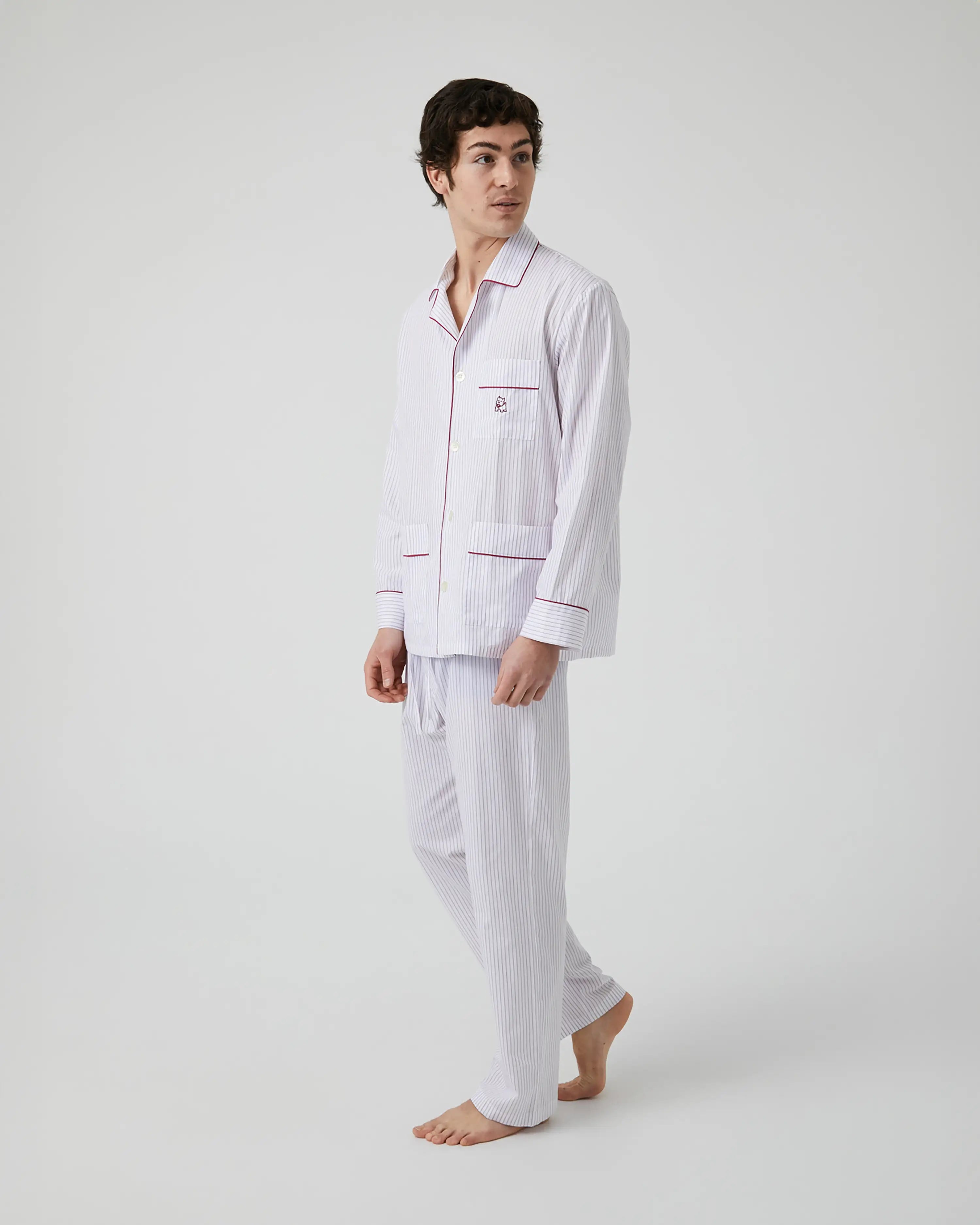 Pijama largo de hombre Kiff Kiff de tela con raya bicolor