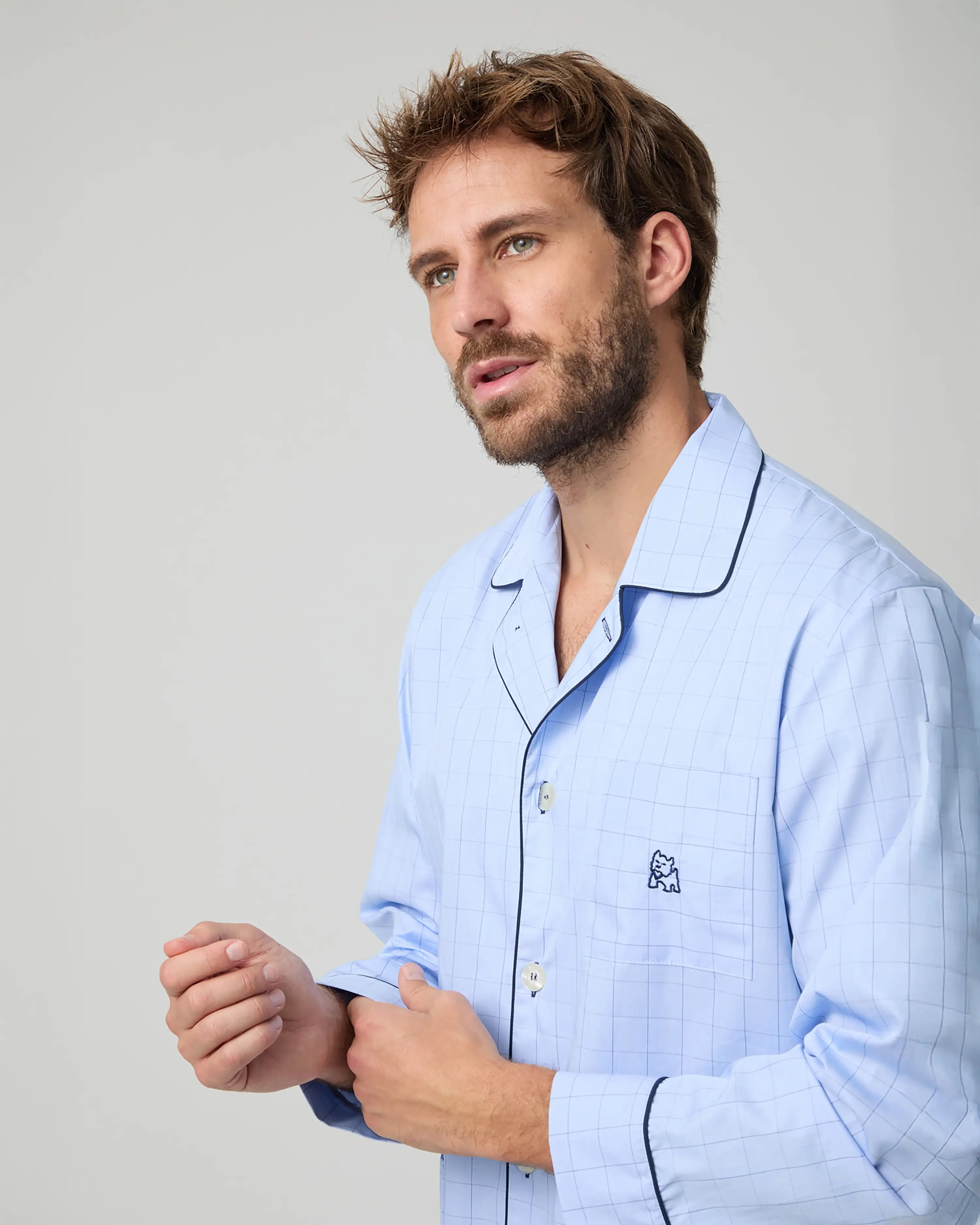 Pijama largo de hombre Kiff Kiff de tela con cuadros