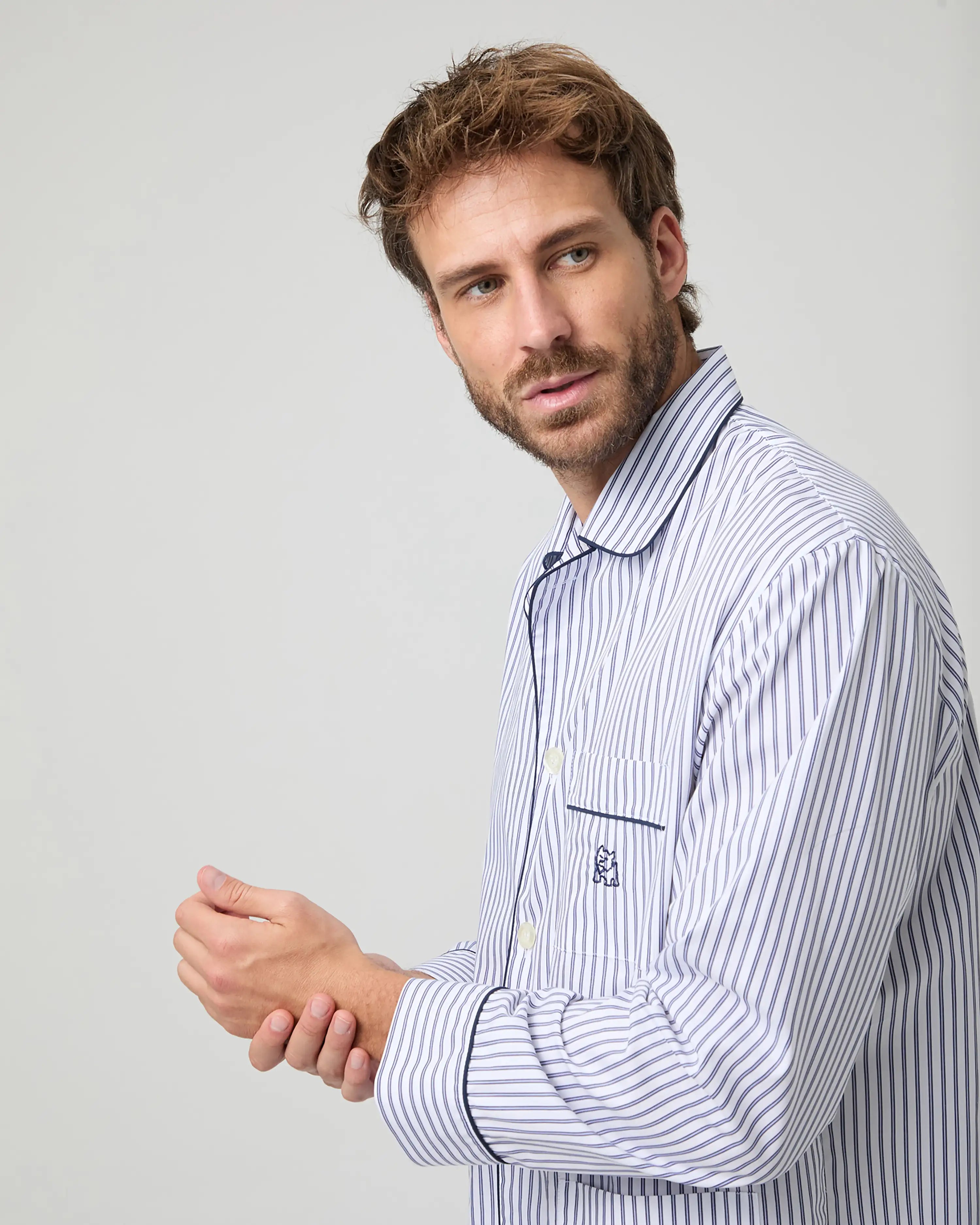 Pijama largo de hombre Kiff Kiff de tela con rayas