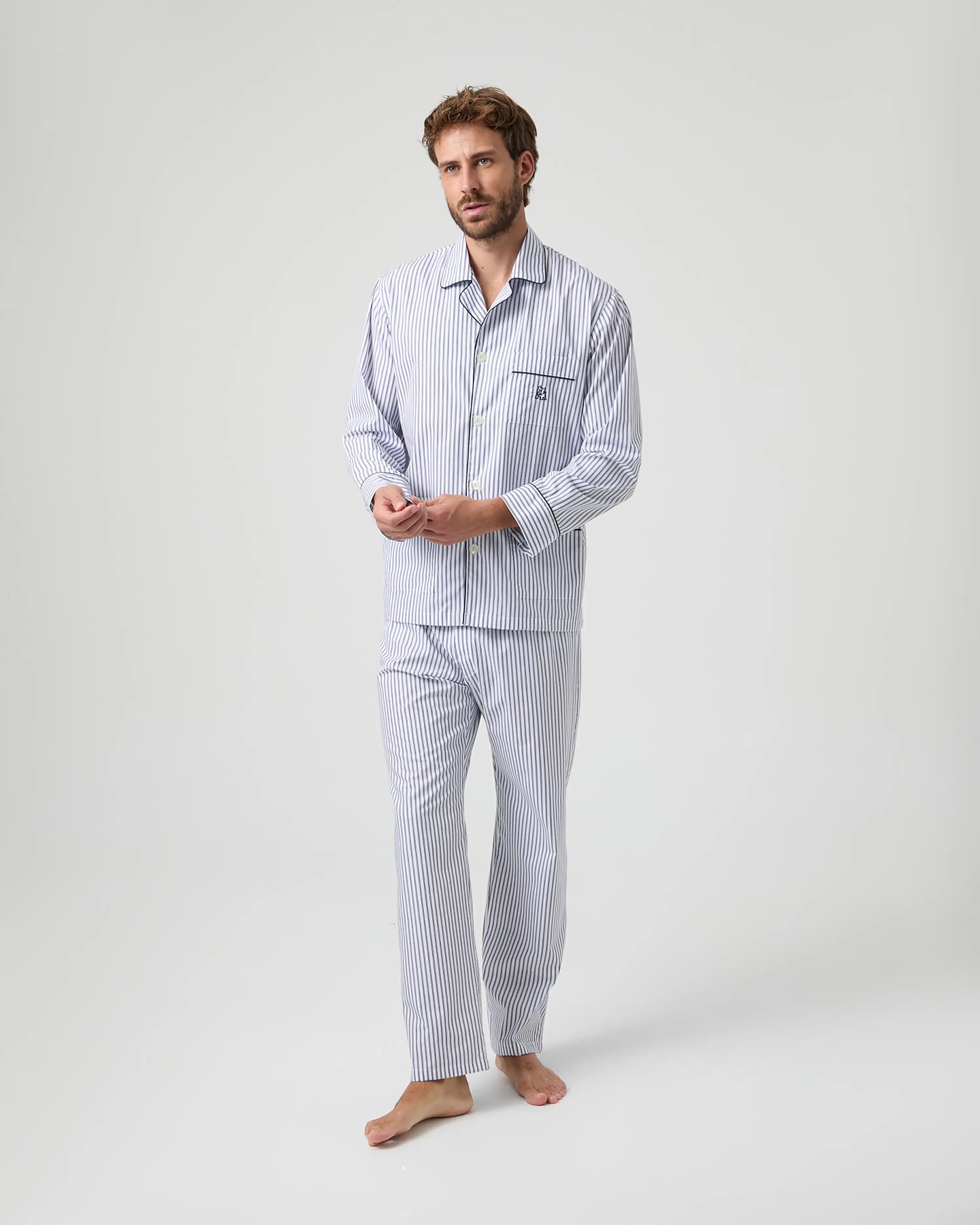 Pijama largo de hombre Kiff Kiff de tela con rayas