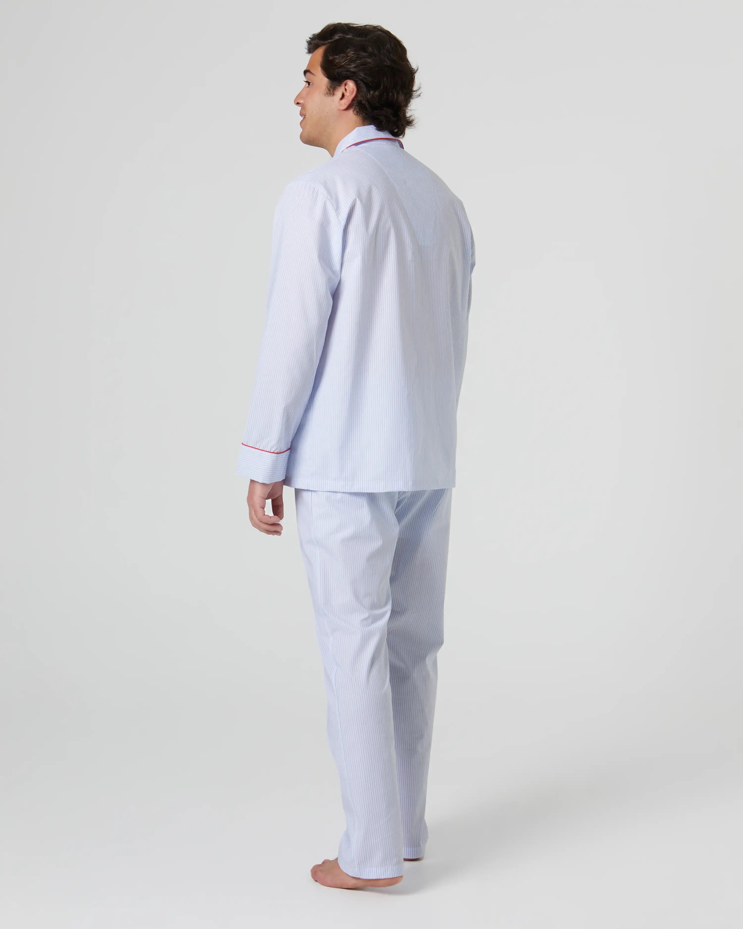 Pijama largo de hombre Kiff Kiff de tela con rayas azules