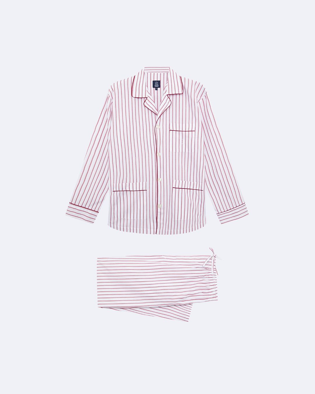 Pijama largo de hombre de tela de popelí­n con rayas