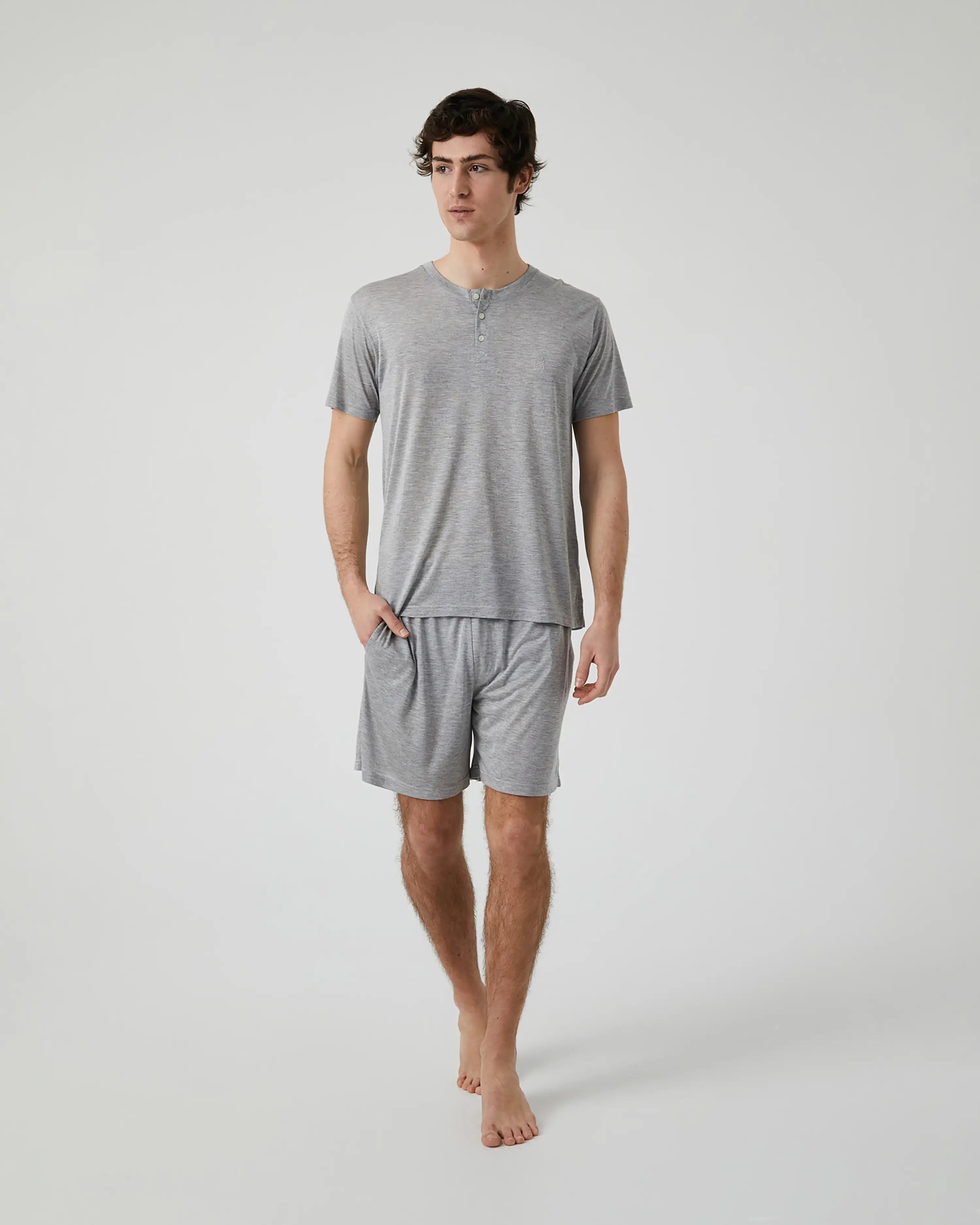 Pijama Corto de Hombre en Tejido de Modal Gris