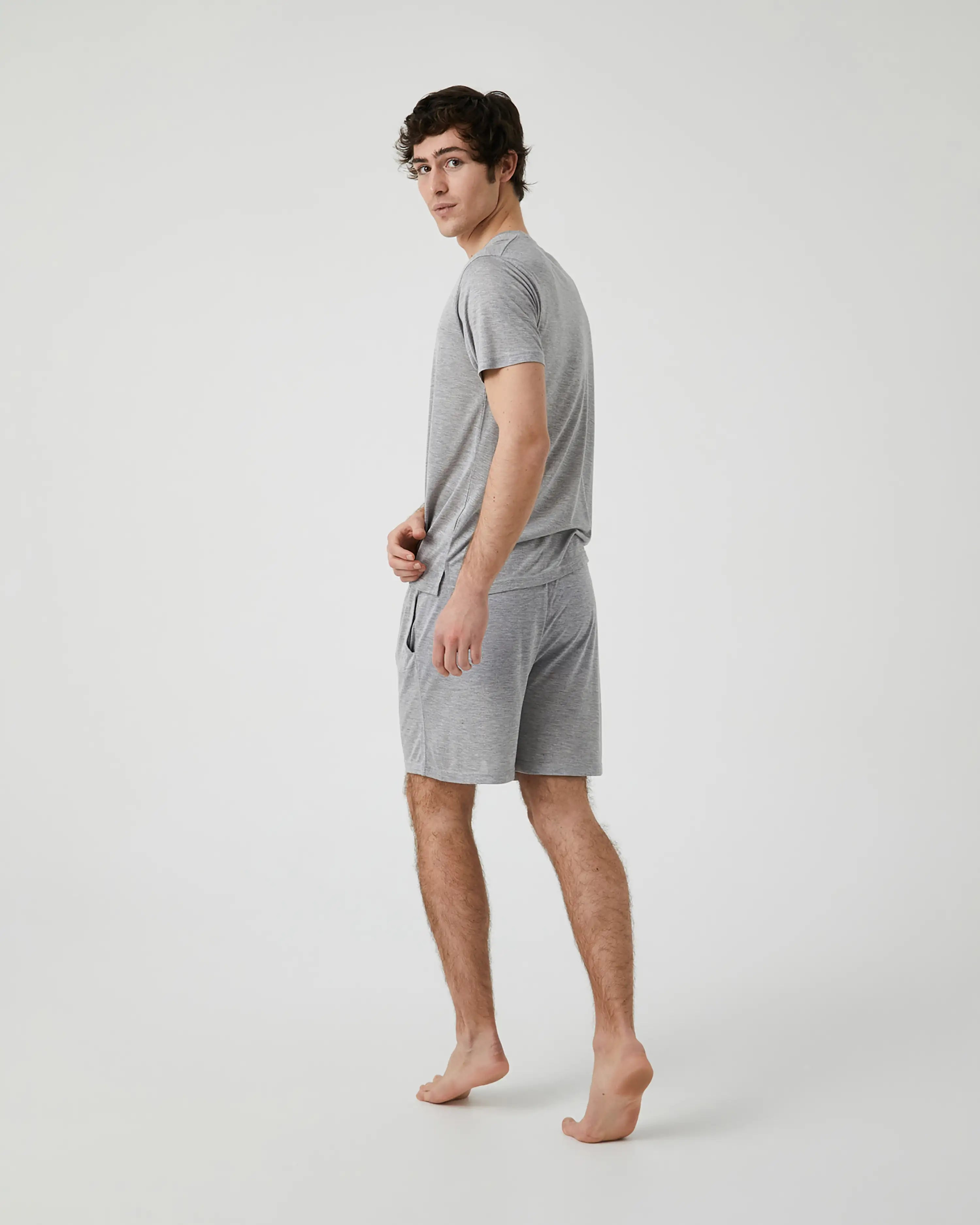 Pijama Corto de Hombre en Tejido de Modal Gris