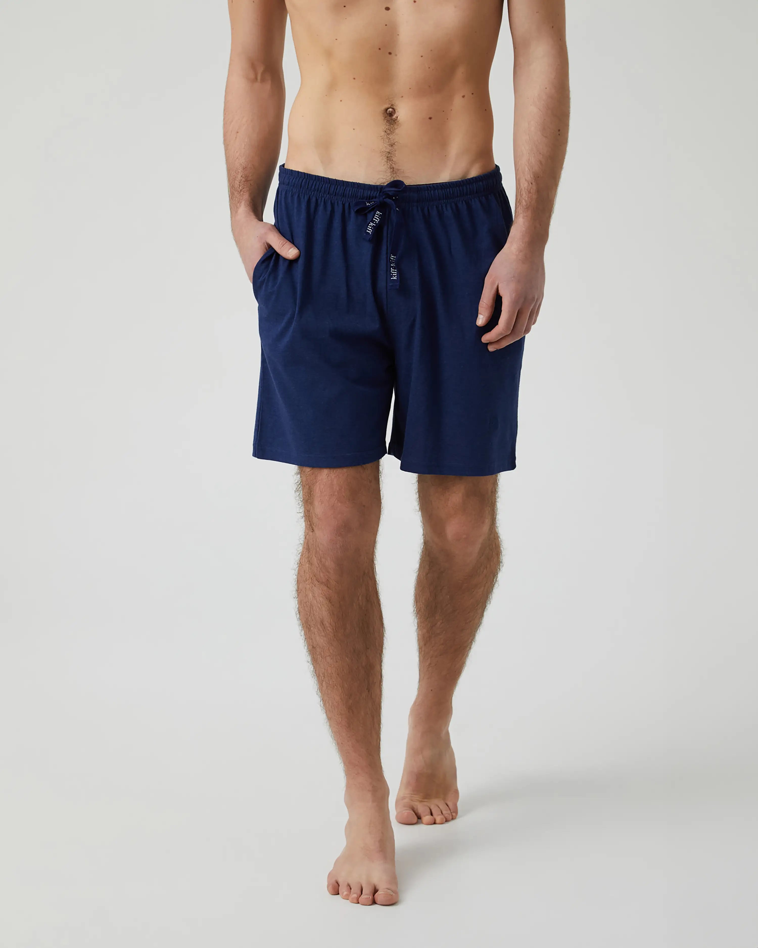 Pantalón de Pijama Corto en punto de Algodón Azul Marino