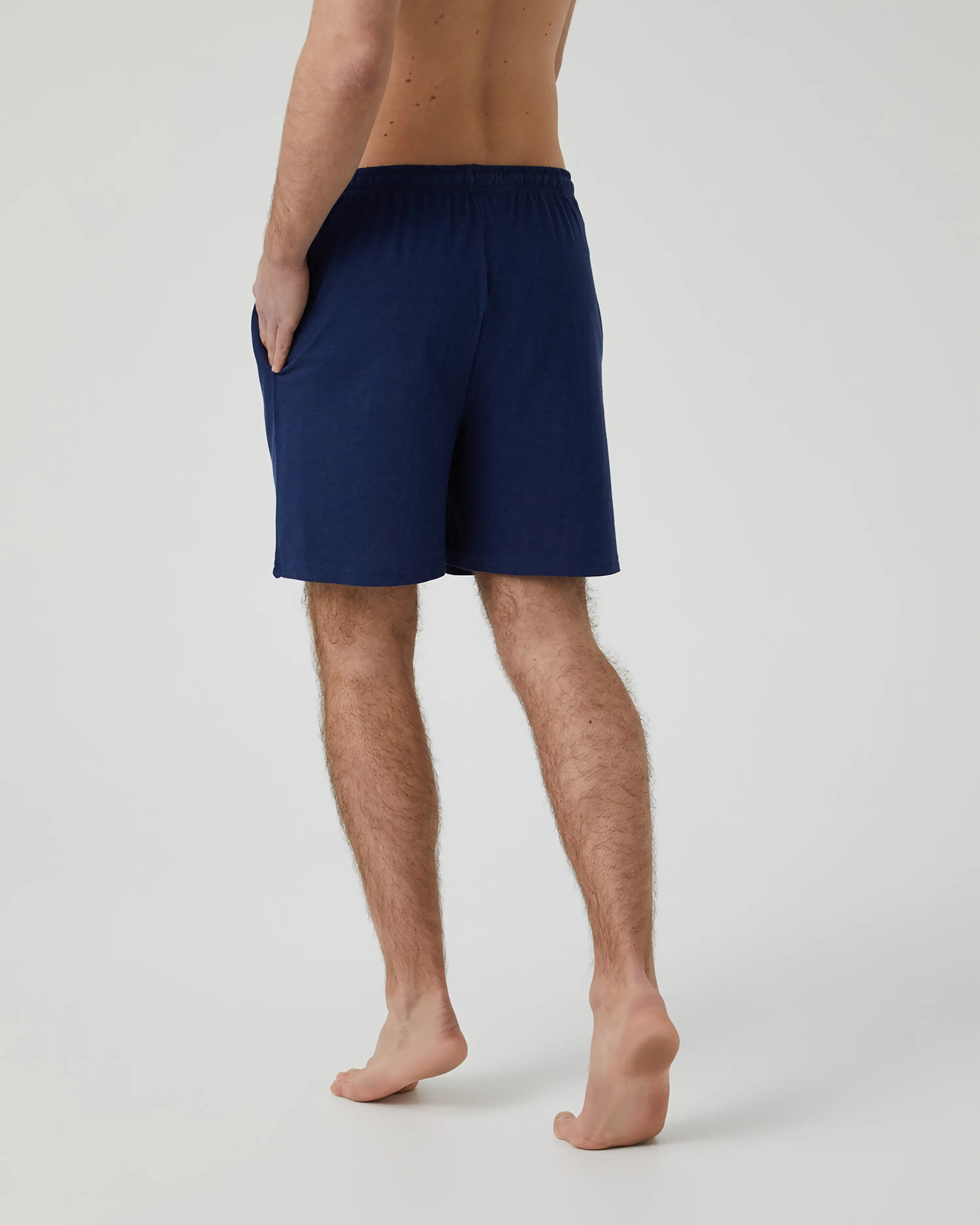 Pantalón de Pijama Corto en punto de Algodón Azul Marino