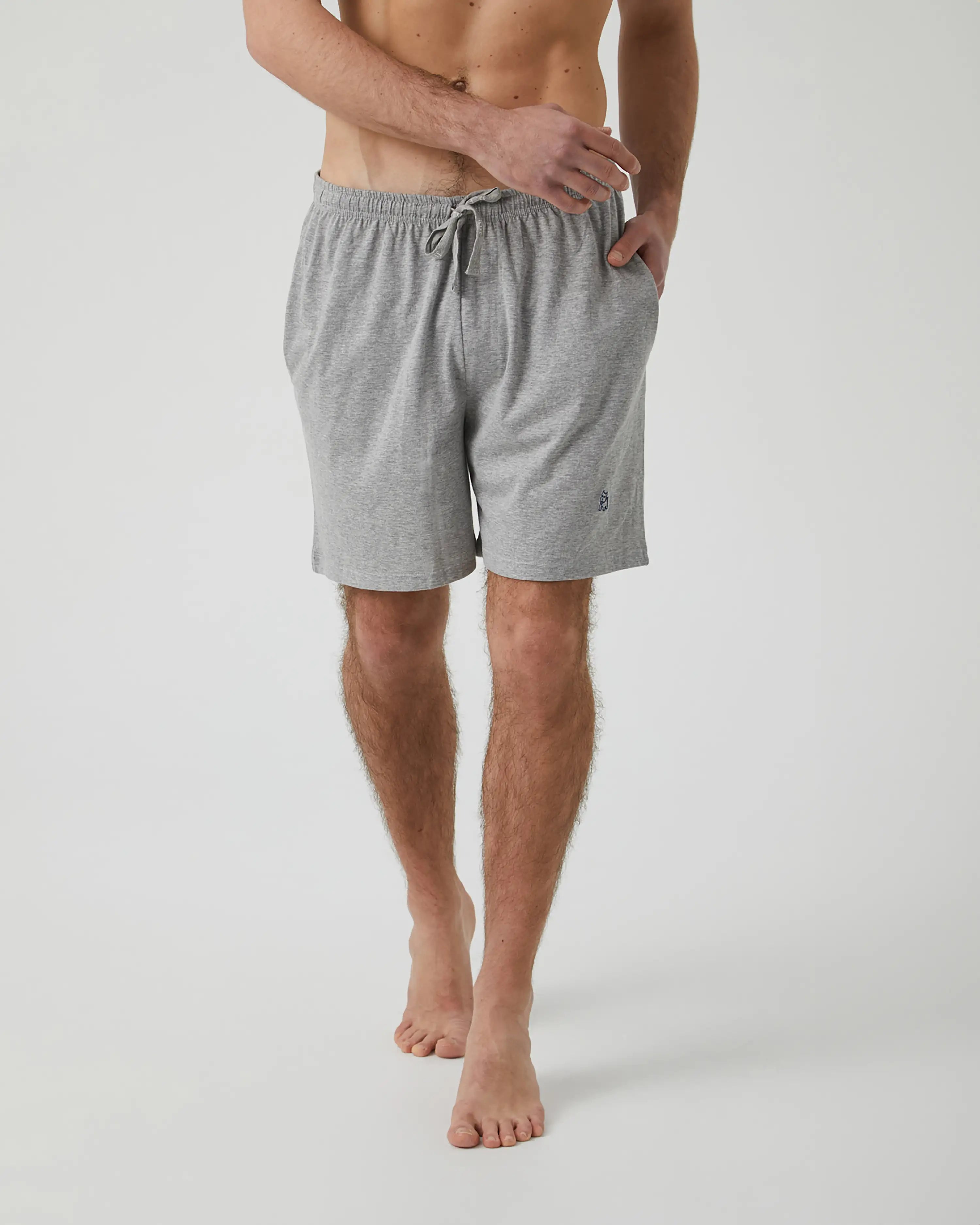 Pantalón de Pijama Corto en punto de Algodón Gris