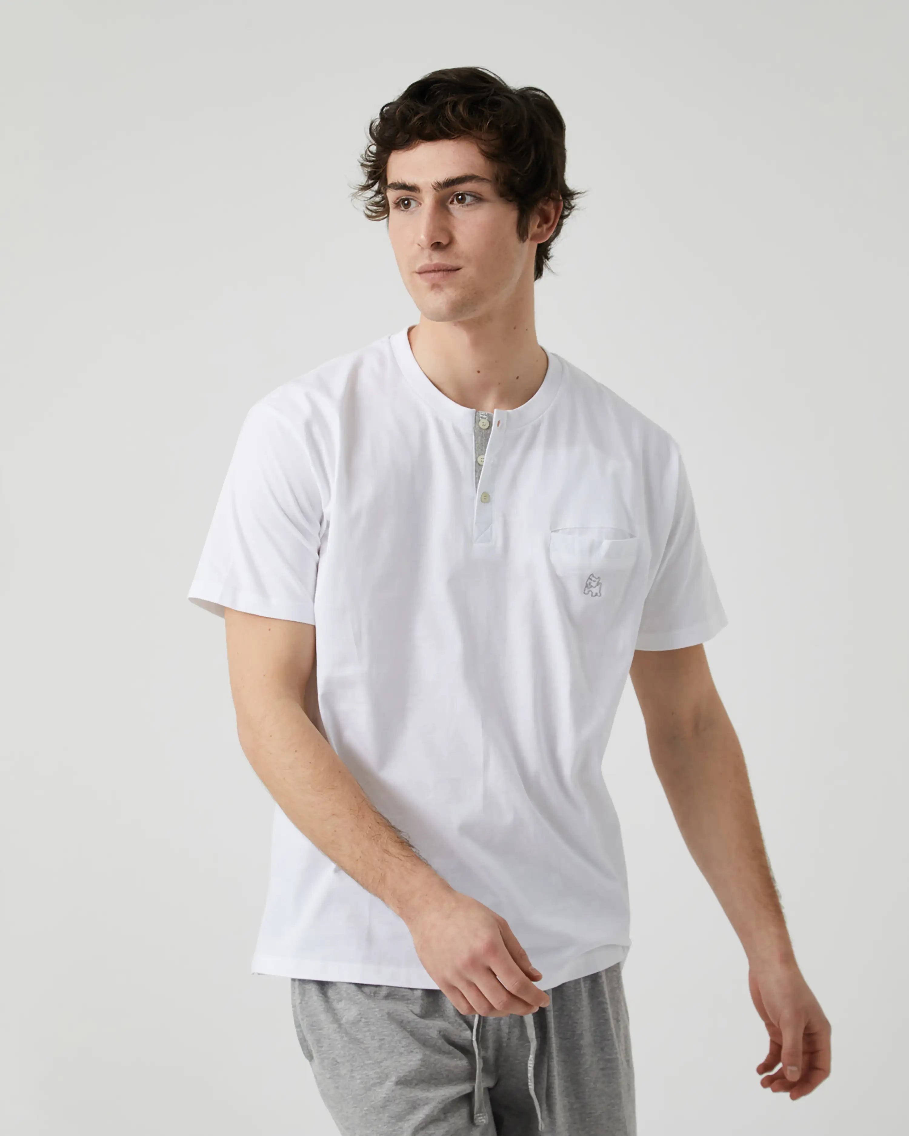 Camiseta pijama de hombre manga corta blanca