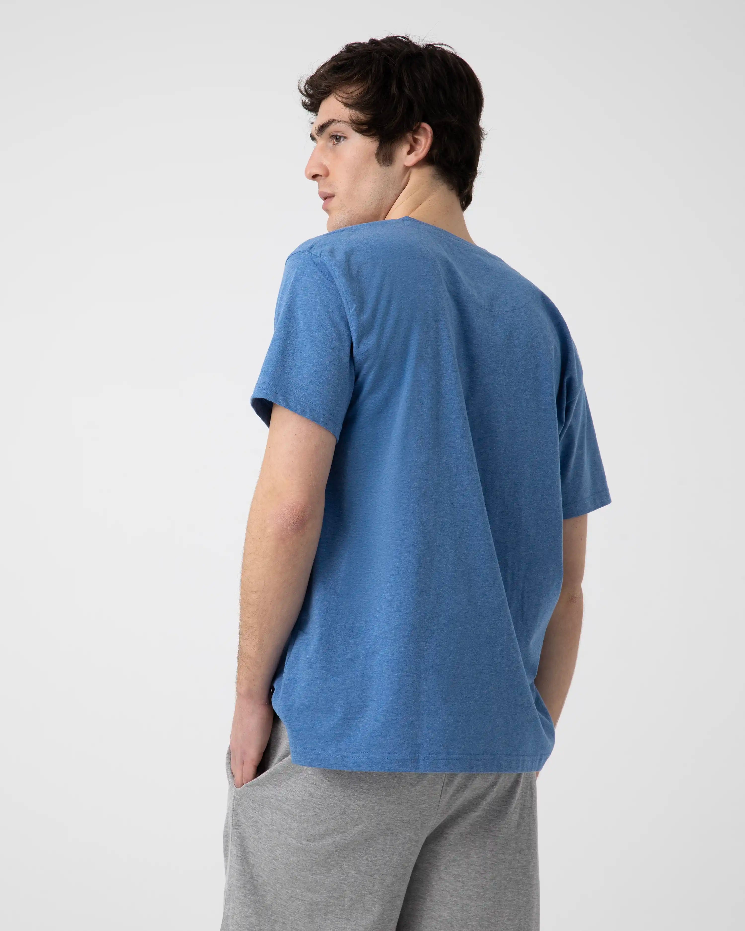 Camiseta pijama de hombre manga corta azul jeans