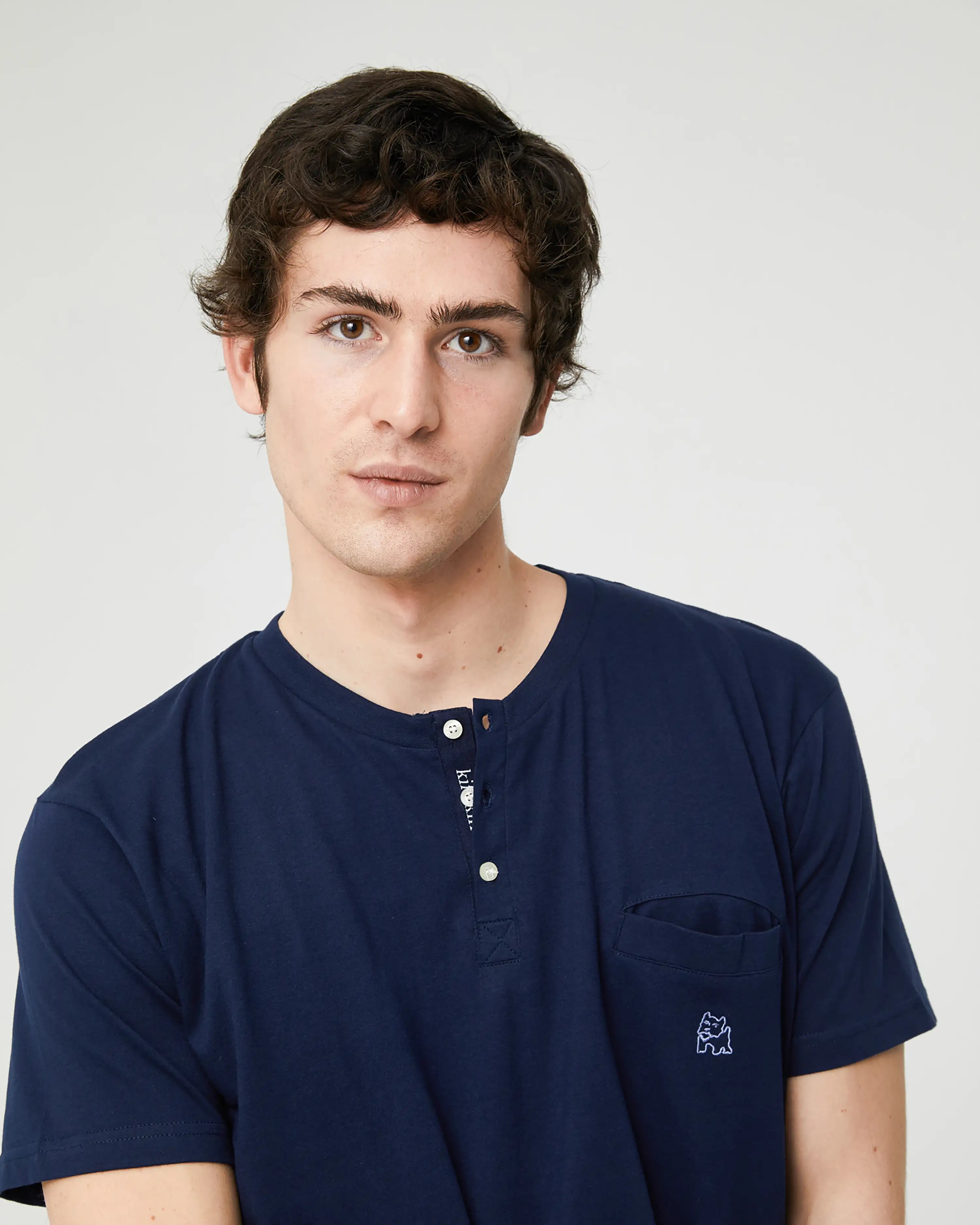 Camiseta pijama de hombre manga corta azul Marino