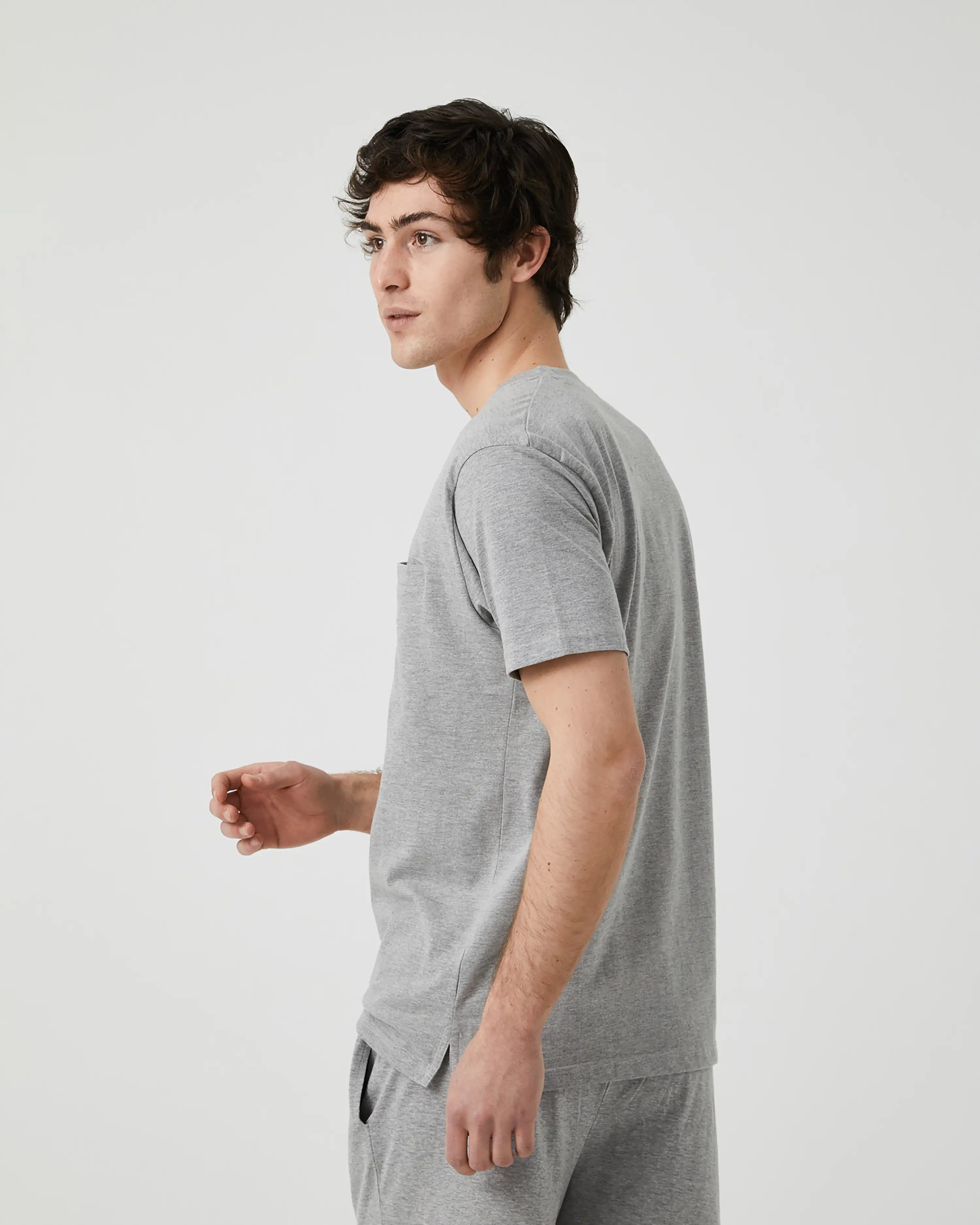 Camiseta de pijama de hombre manga larga gris