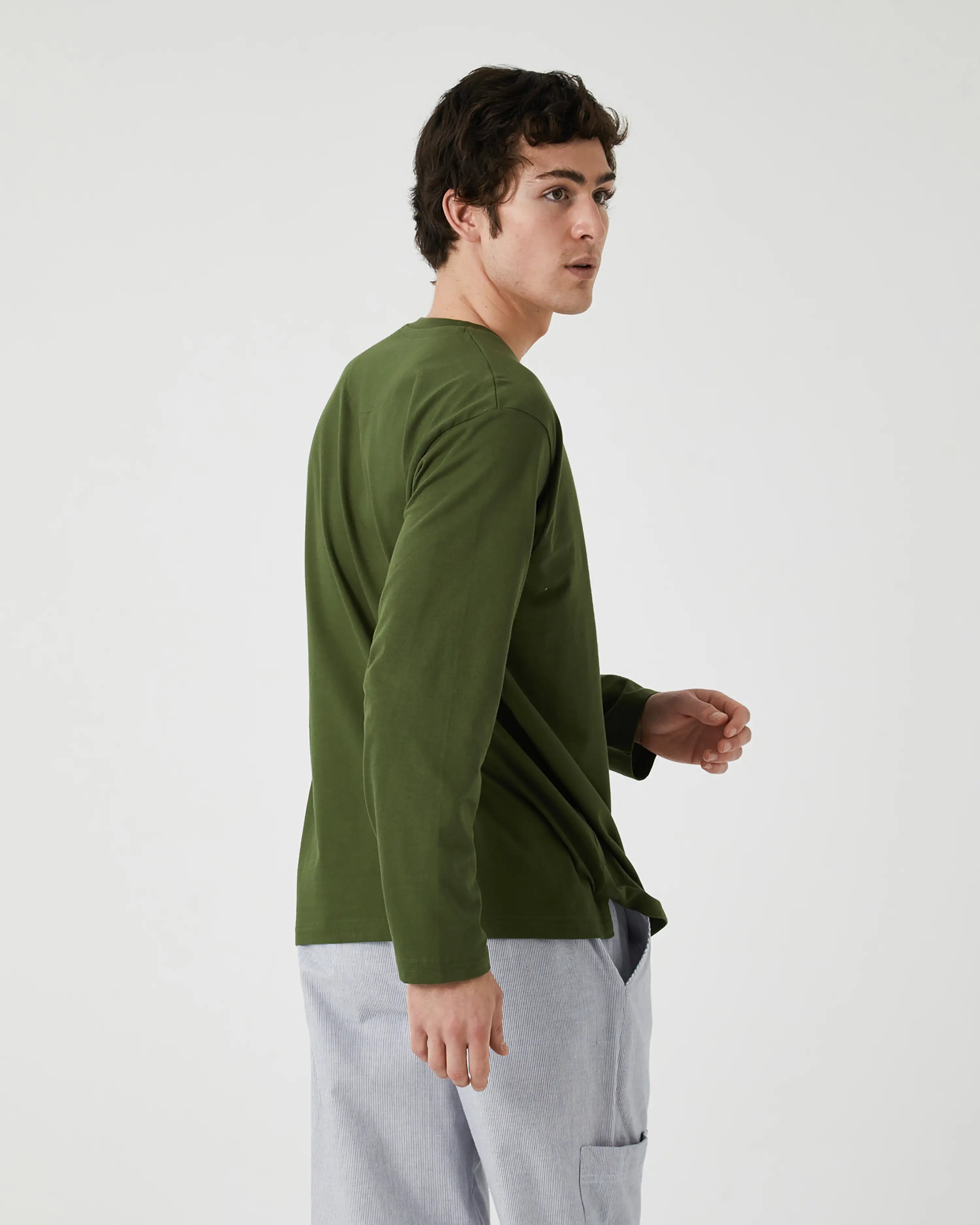 Camiseta de pijama de hombre manga larga verde