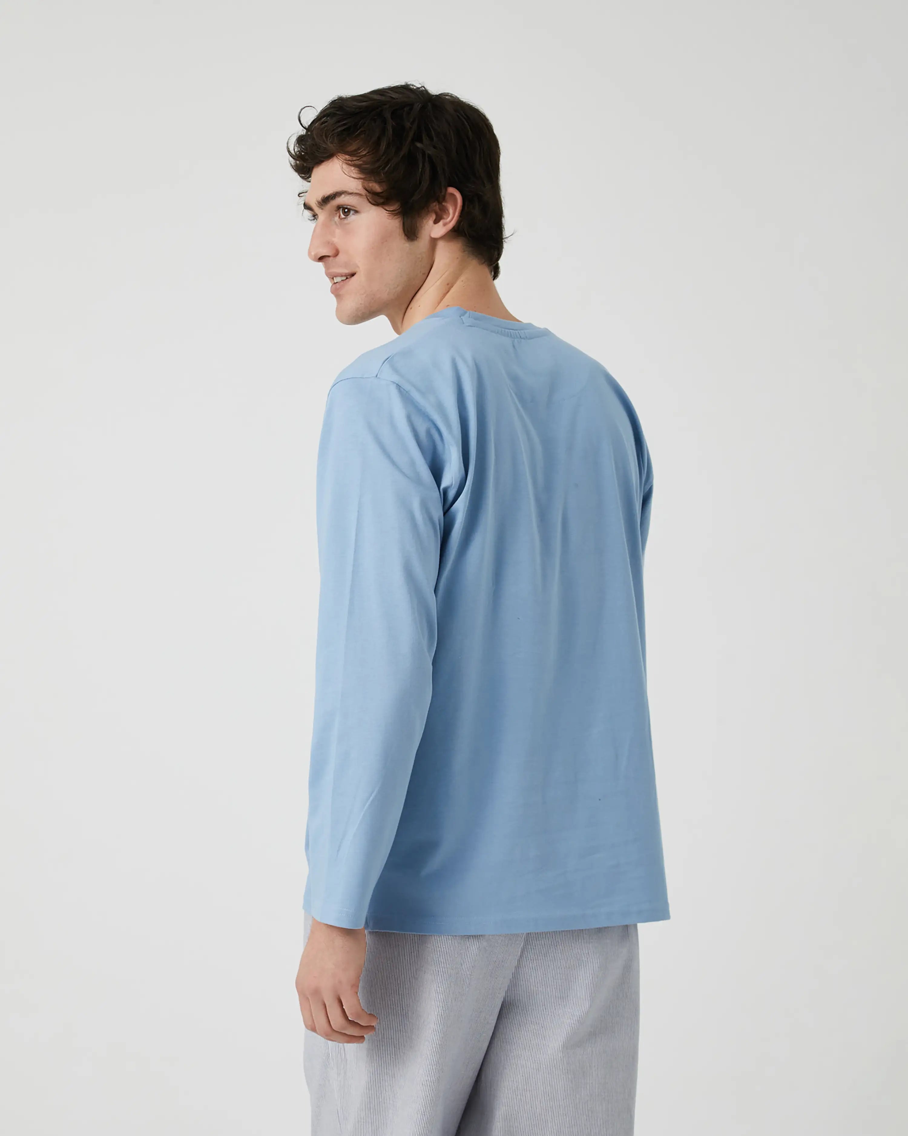 Camiseta de pijama de hombre manga larga azul claro