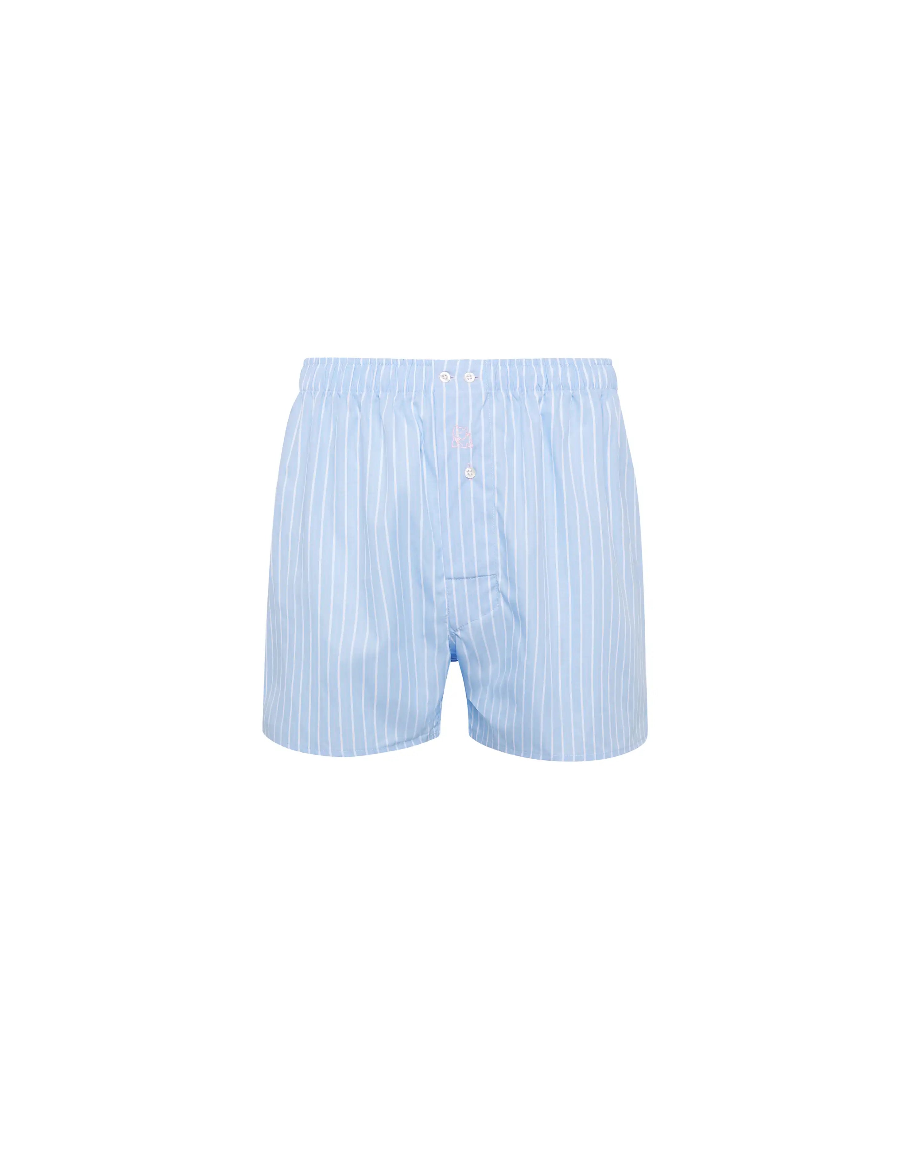 Bóxer azul con raya blanca y rosa