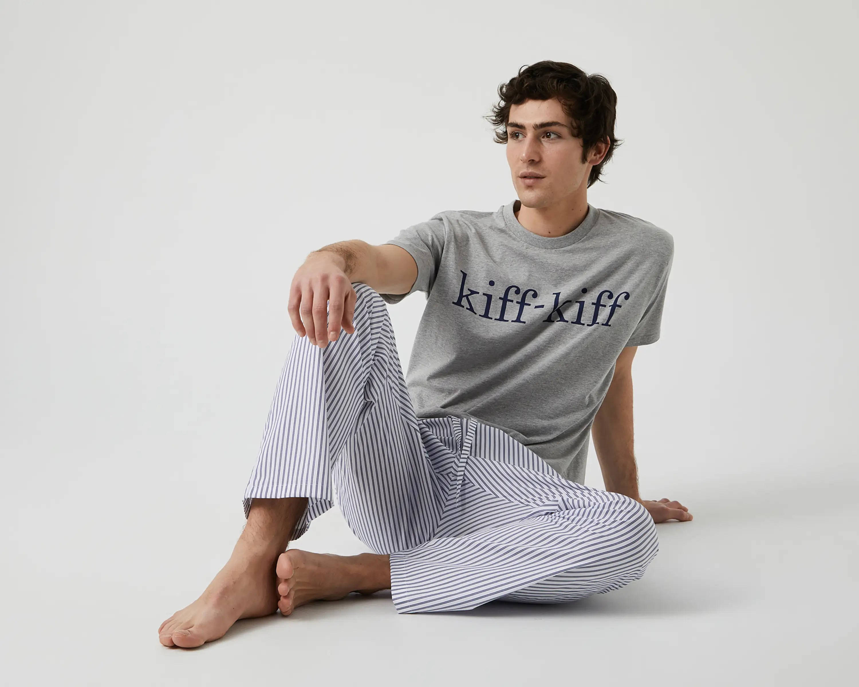 Camiseta pijama de hombre manga corta gris Kiff Kiff