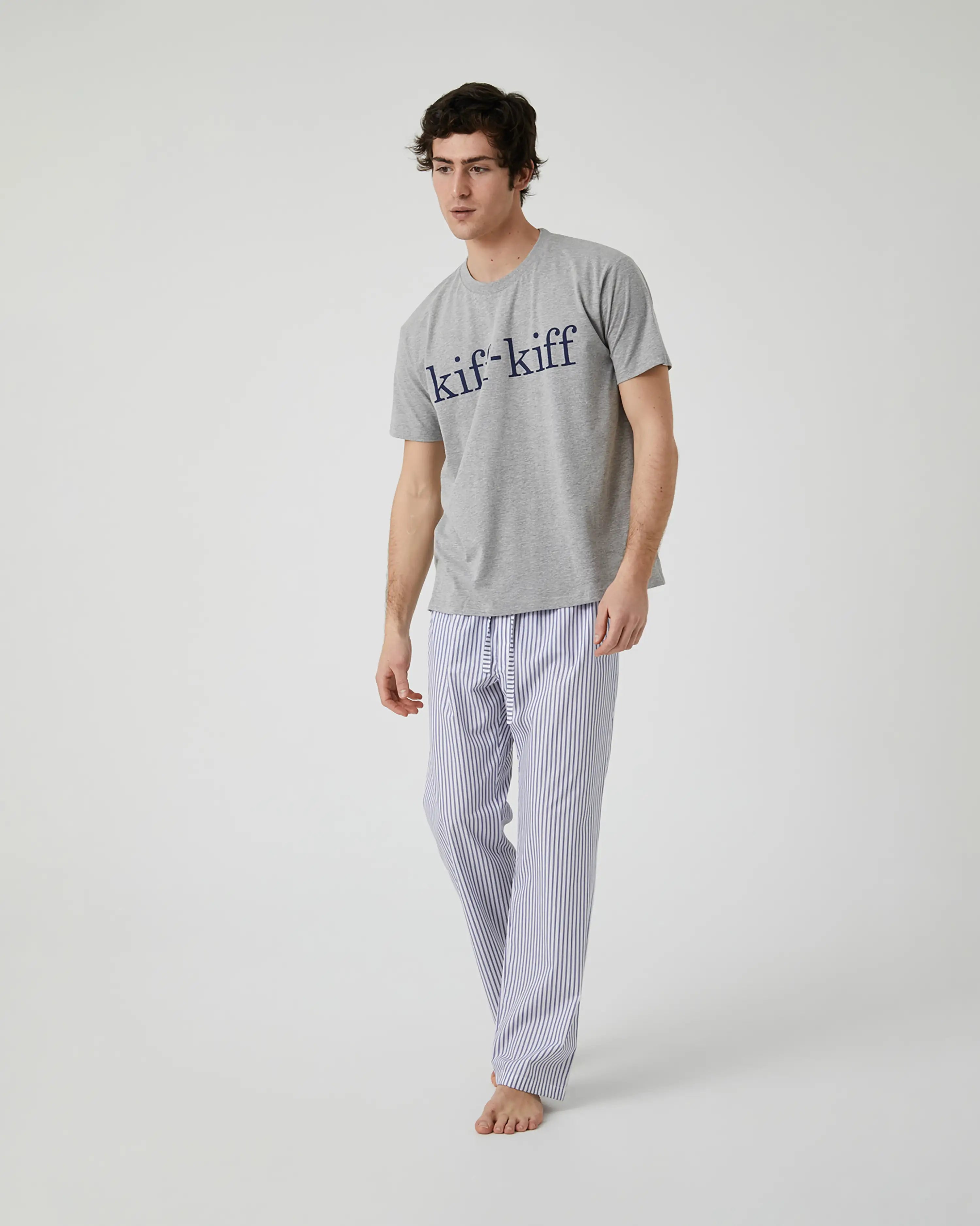 Camiseta pijama de hombre manga corta gris Kiff Kiff