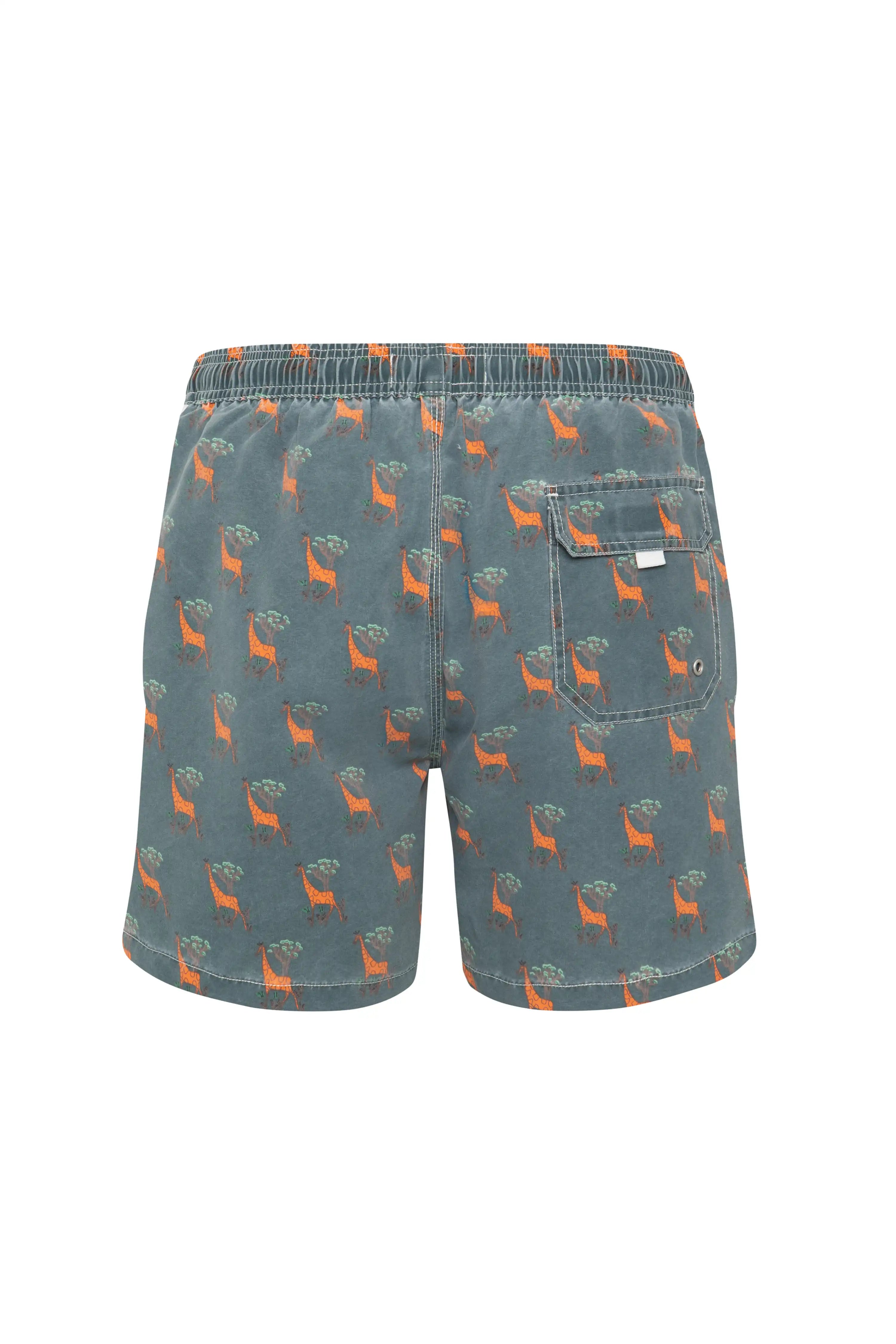 Bañador bermuda hombre Kiff Kiff verde lavado estampado Jirafa
