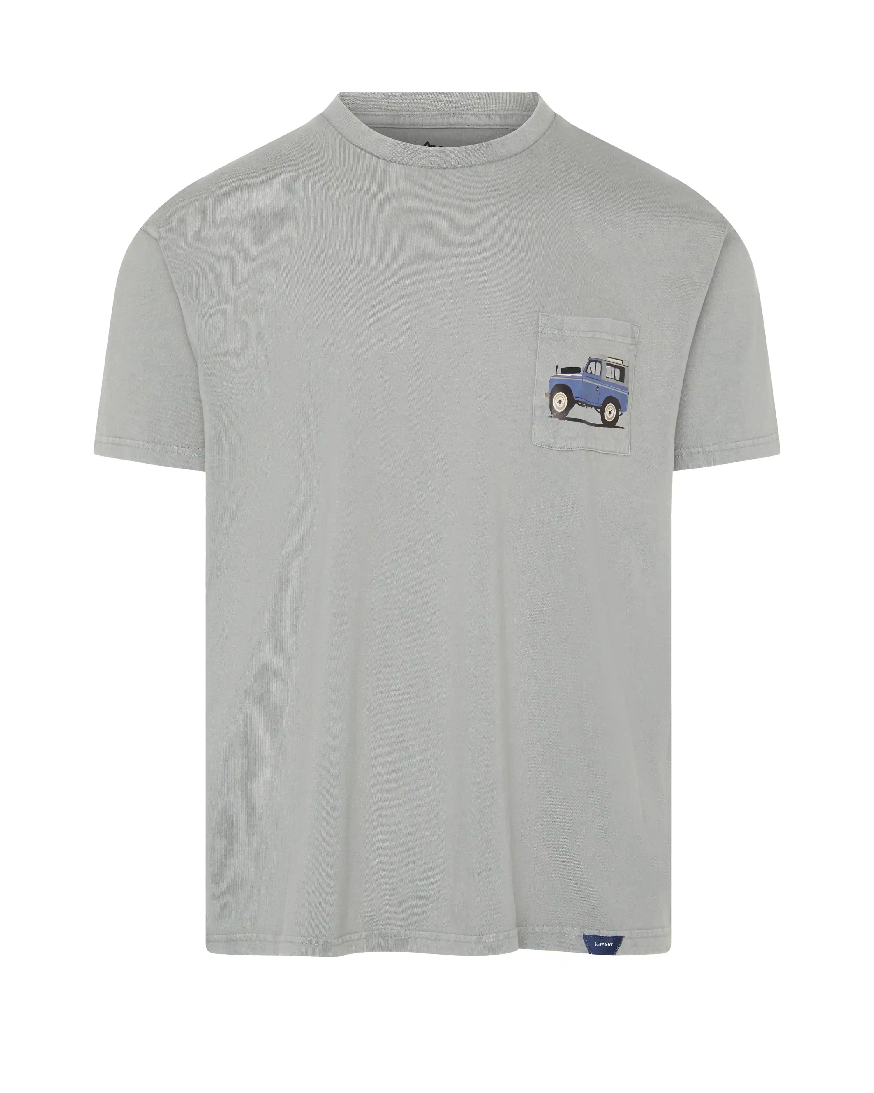 Camiseta de hombre verde efecto lavado Coche