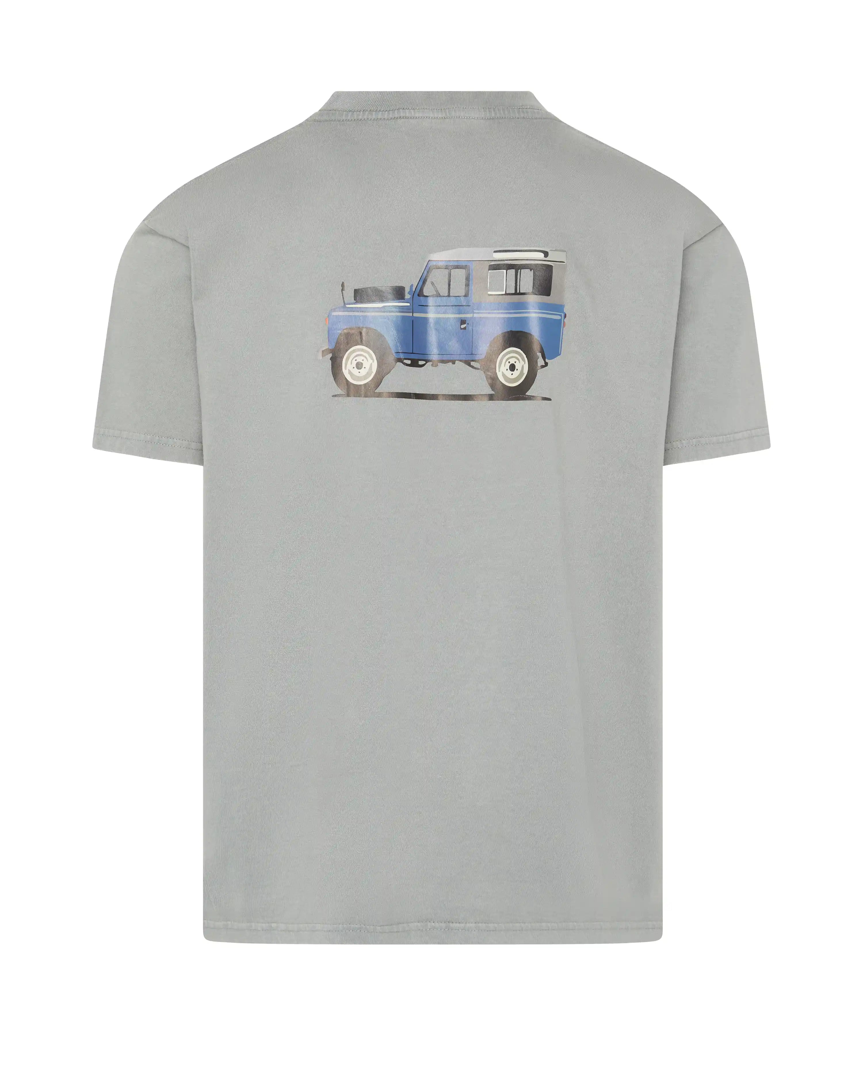 Camiseta de hombre verde efecto lavado Coche