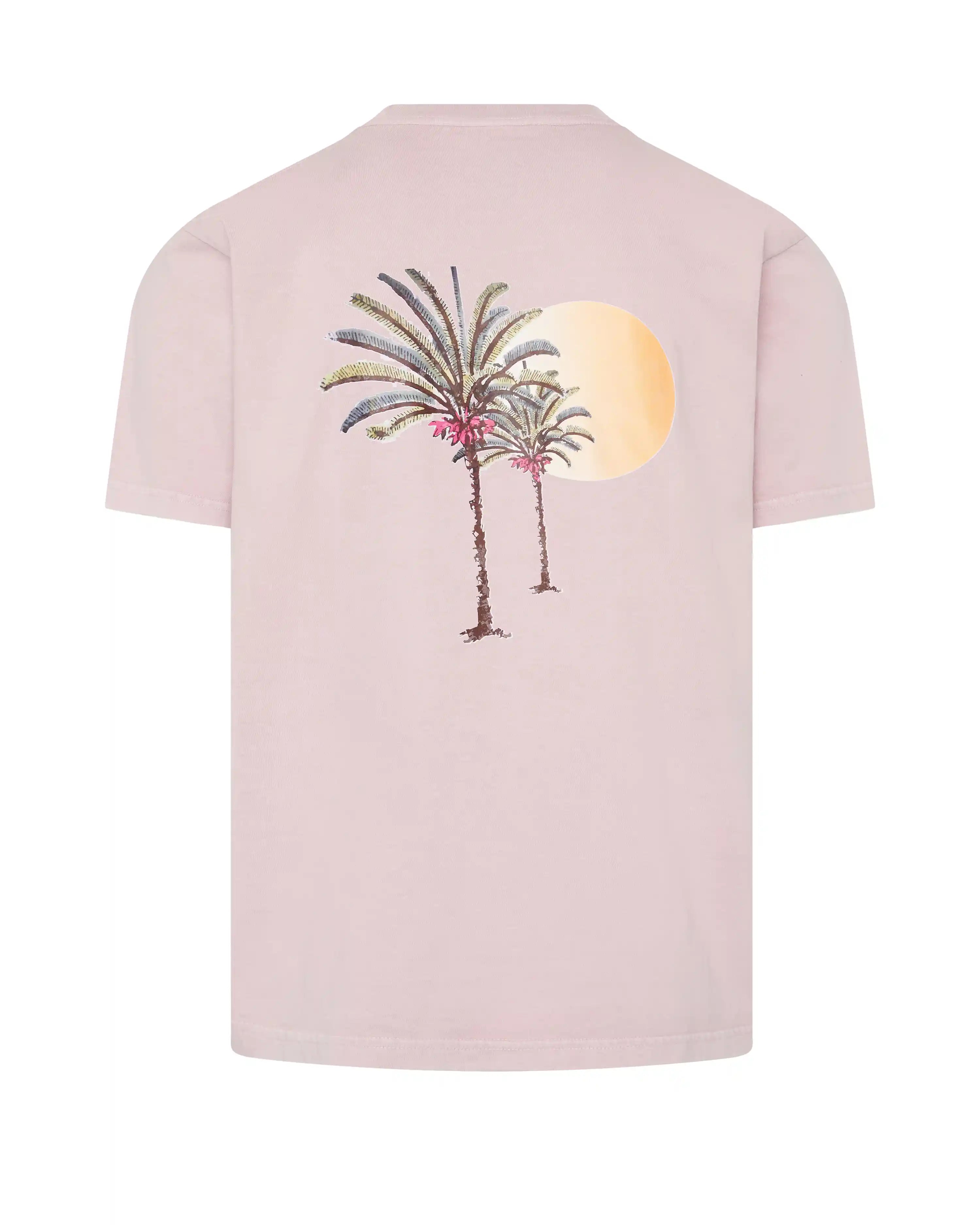 Camiseta de hombre rosa efecto lavado Palmeras Sol
