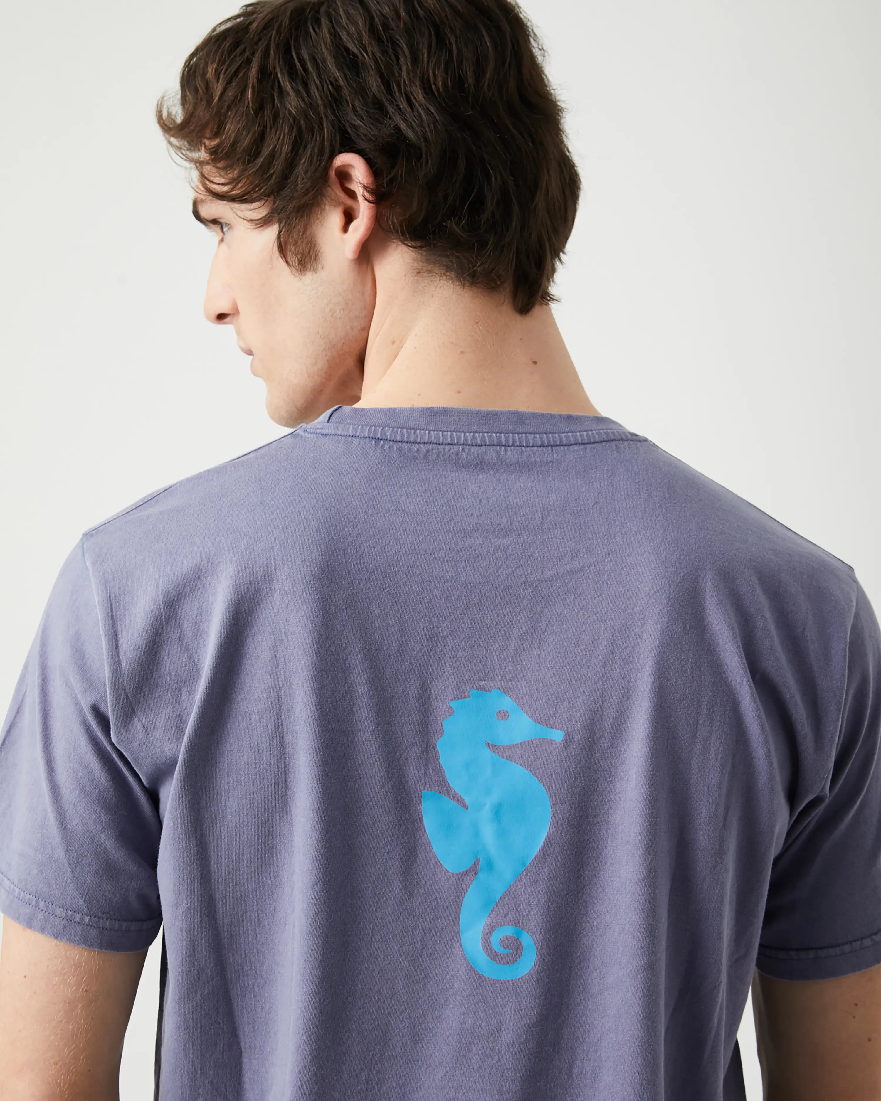 Camiseta de hombre azul efecto lavado Caballito de Mar