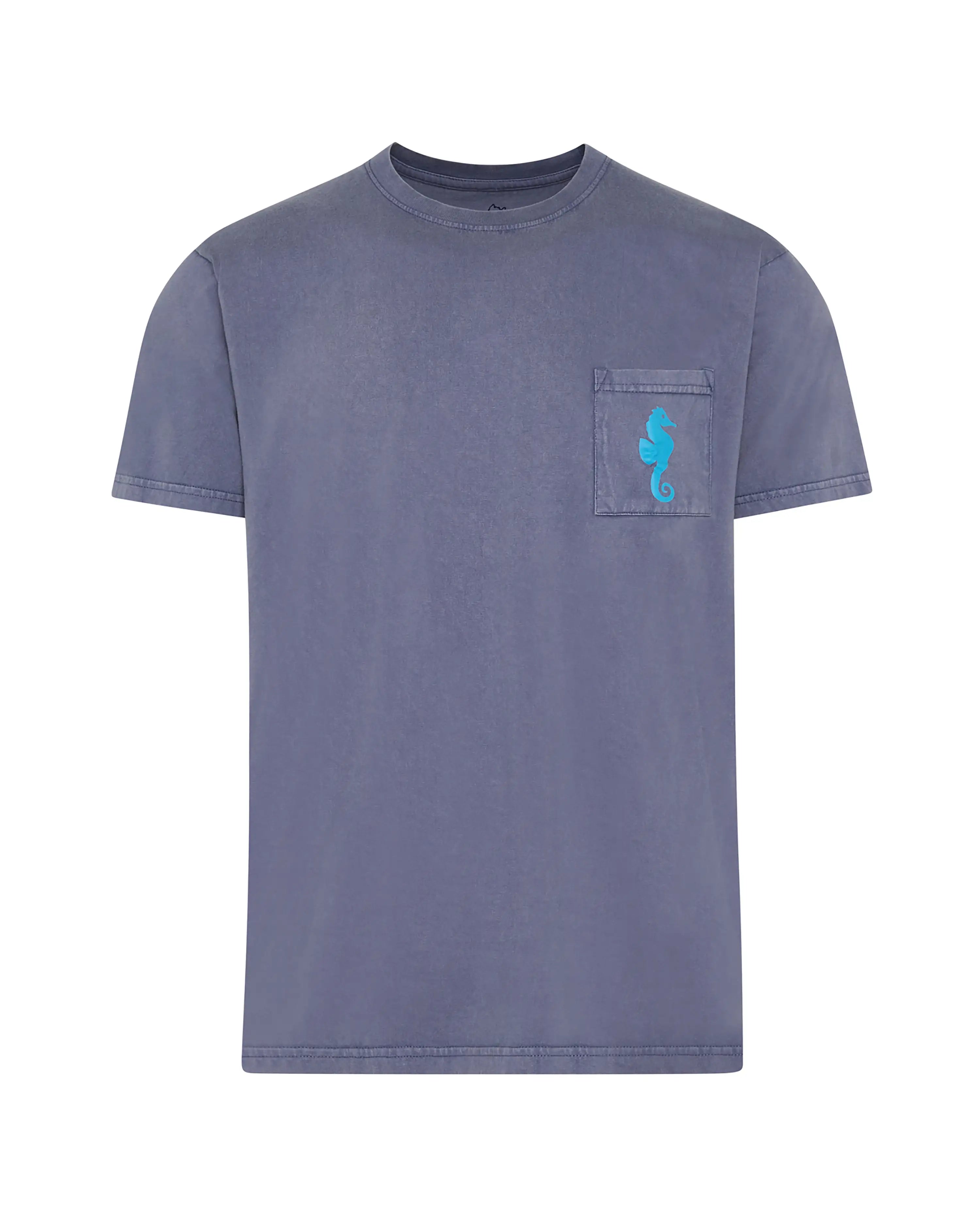 Camiseta de hombre azul efecto lavado Caballito de Mar