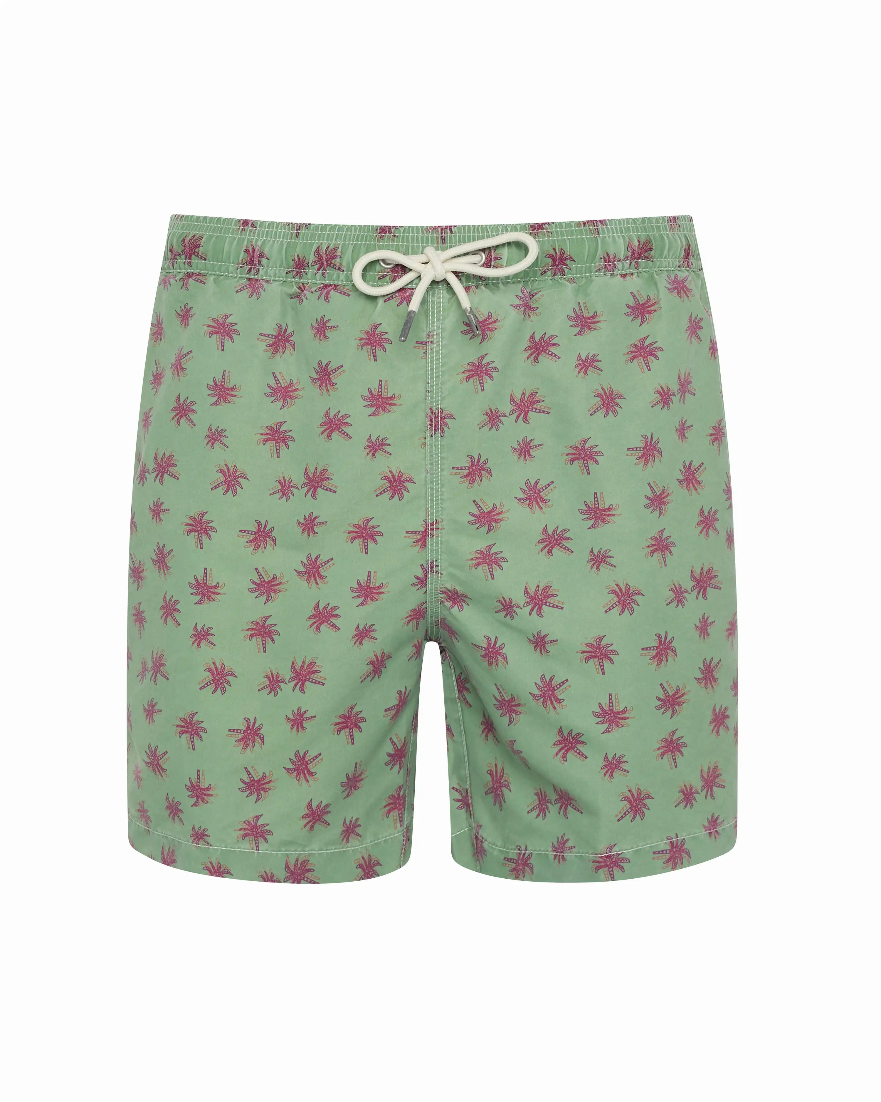 Bañador bermuda Palmeritas verde lavado lavado