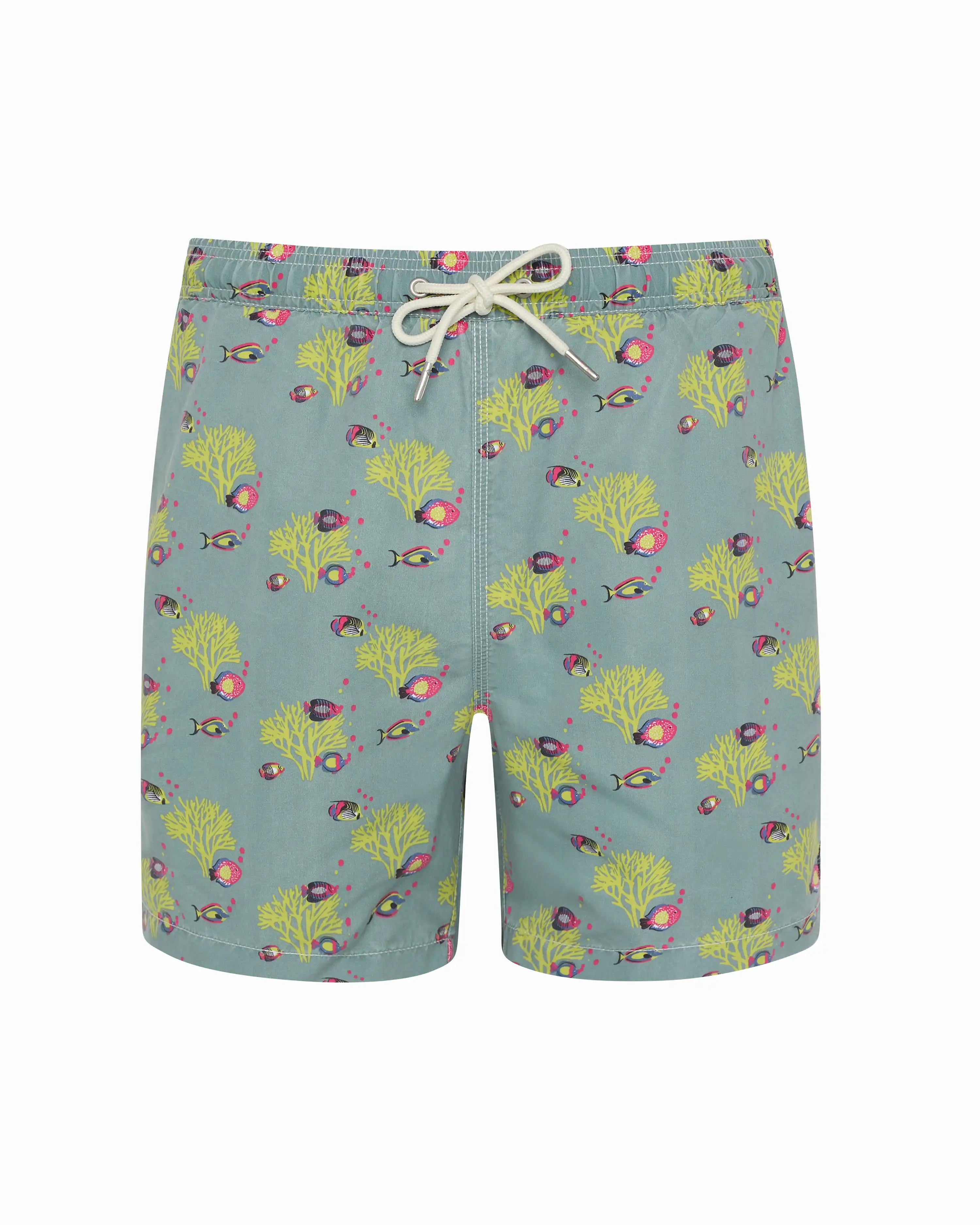 Bañador bermuda hombre Kiff Kiff verde lavado estampado peces
