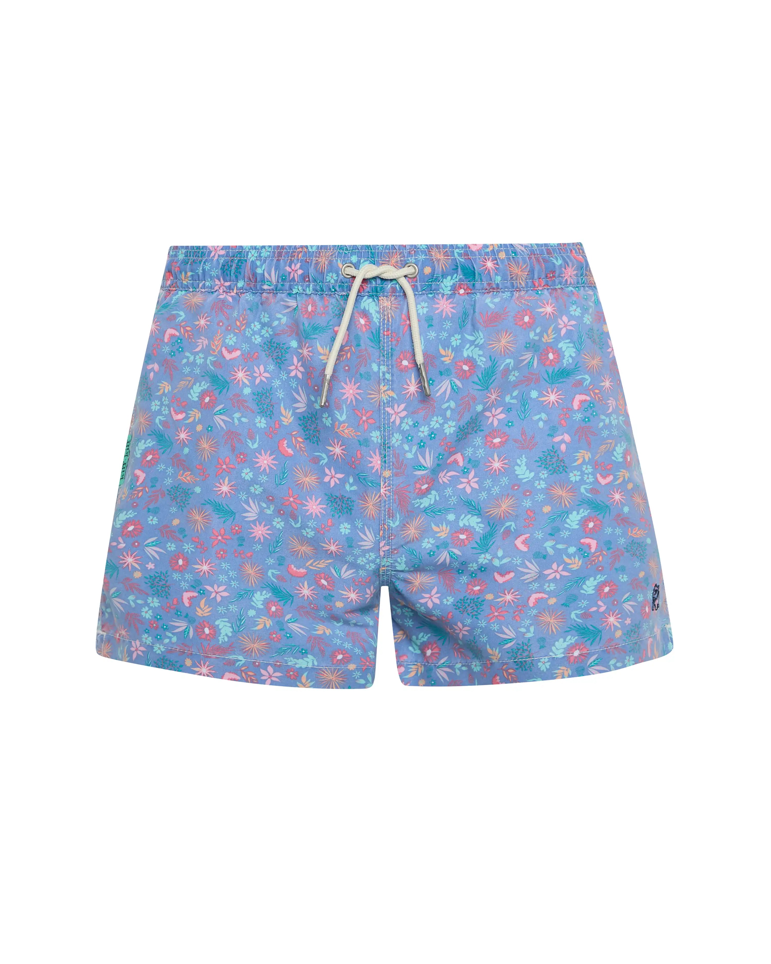 Bañador bermuda niño Kiff Kiff azul lavado estampado Flores