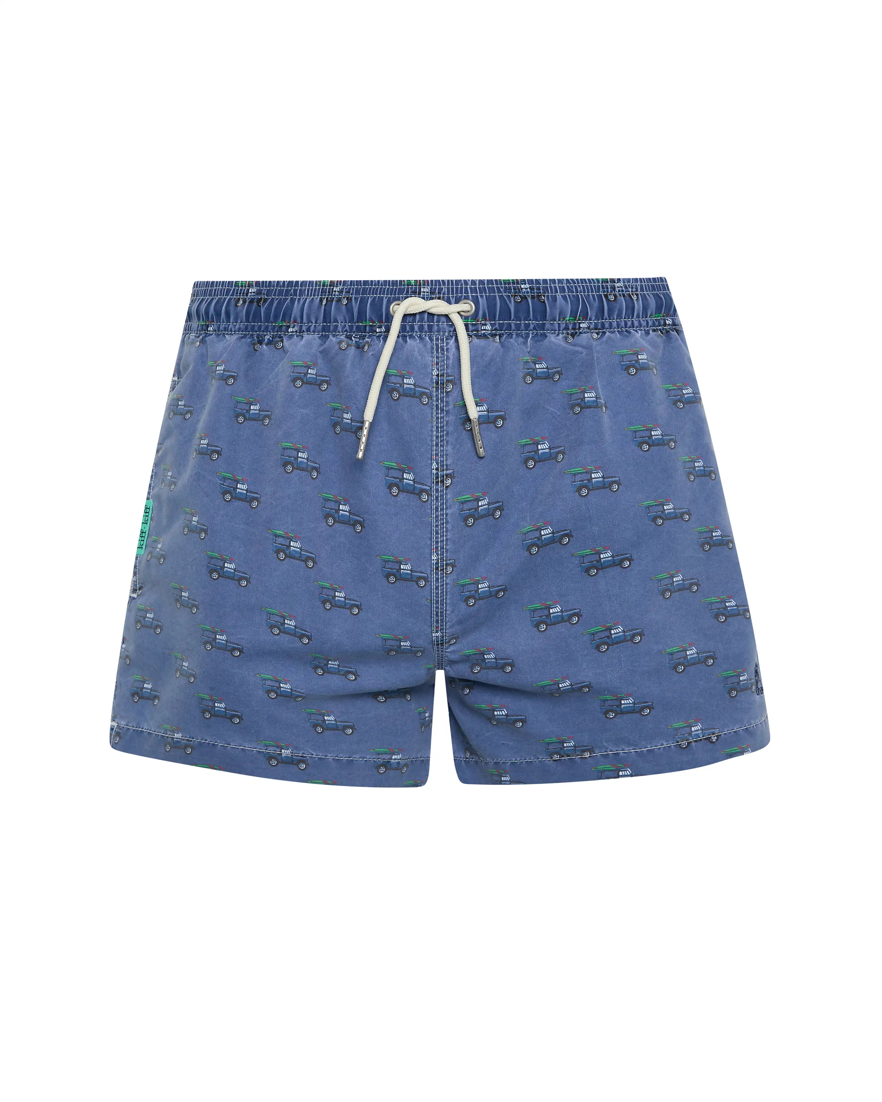 Bañador bermuda niño Kiff Kiff azul lavado estampado Coche con tabla