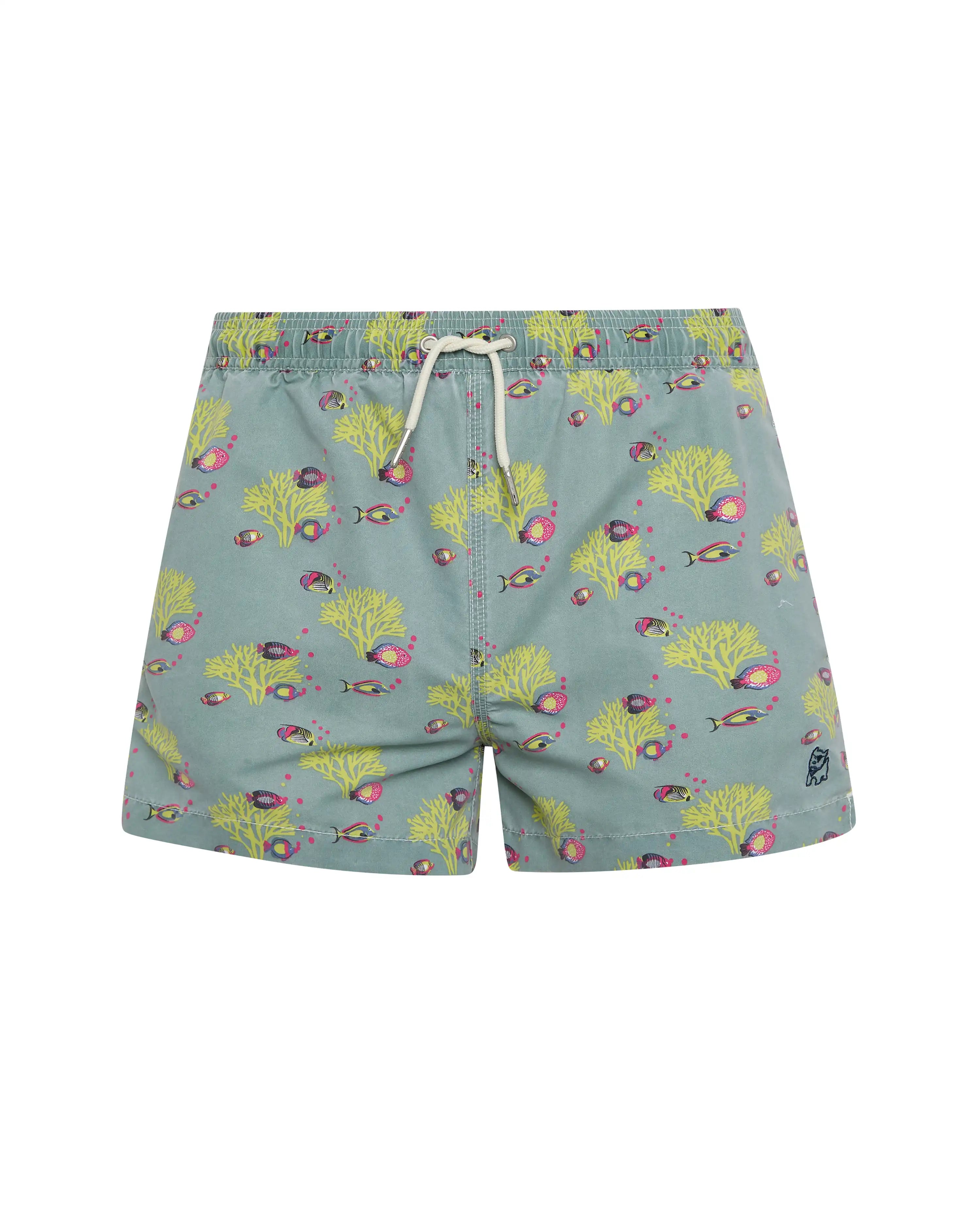 Bañador bermuda niño Kiff Kiff verde lavado estampado Mundo Marino