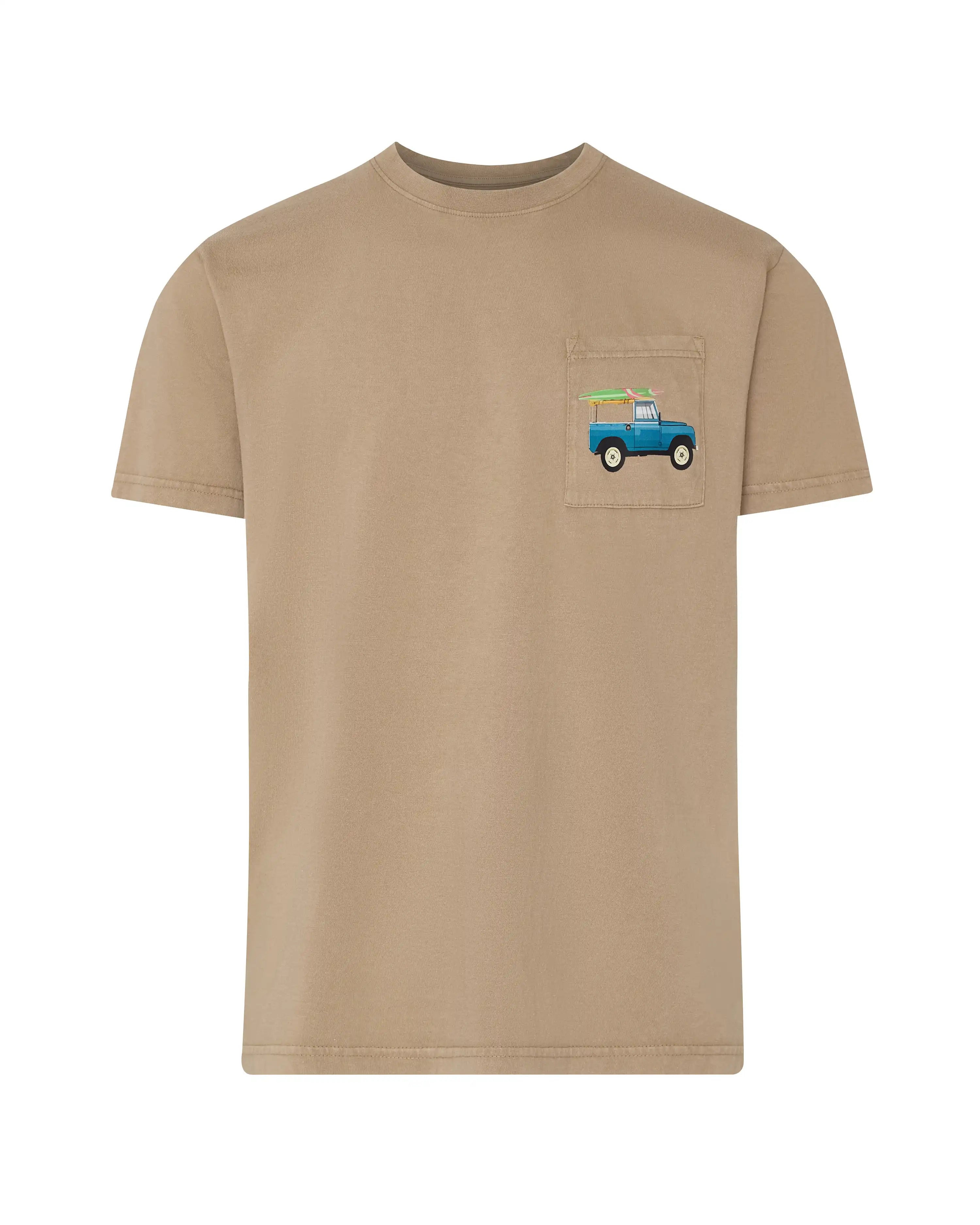 Camiseta de hombre beige efecto lavado Todoterreno con tabla