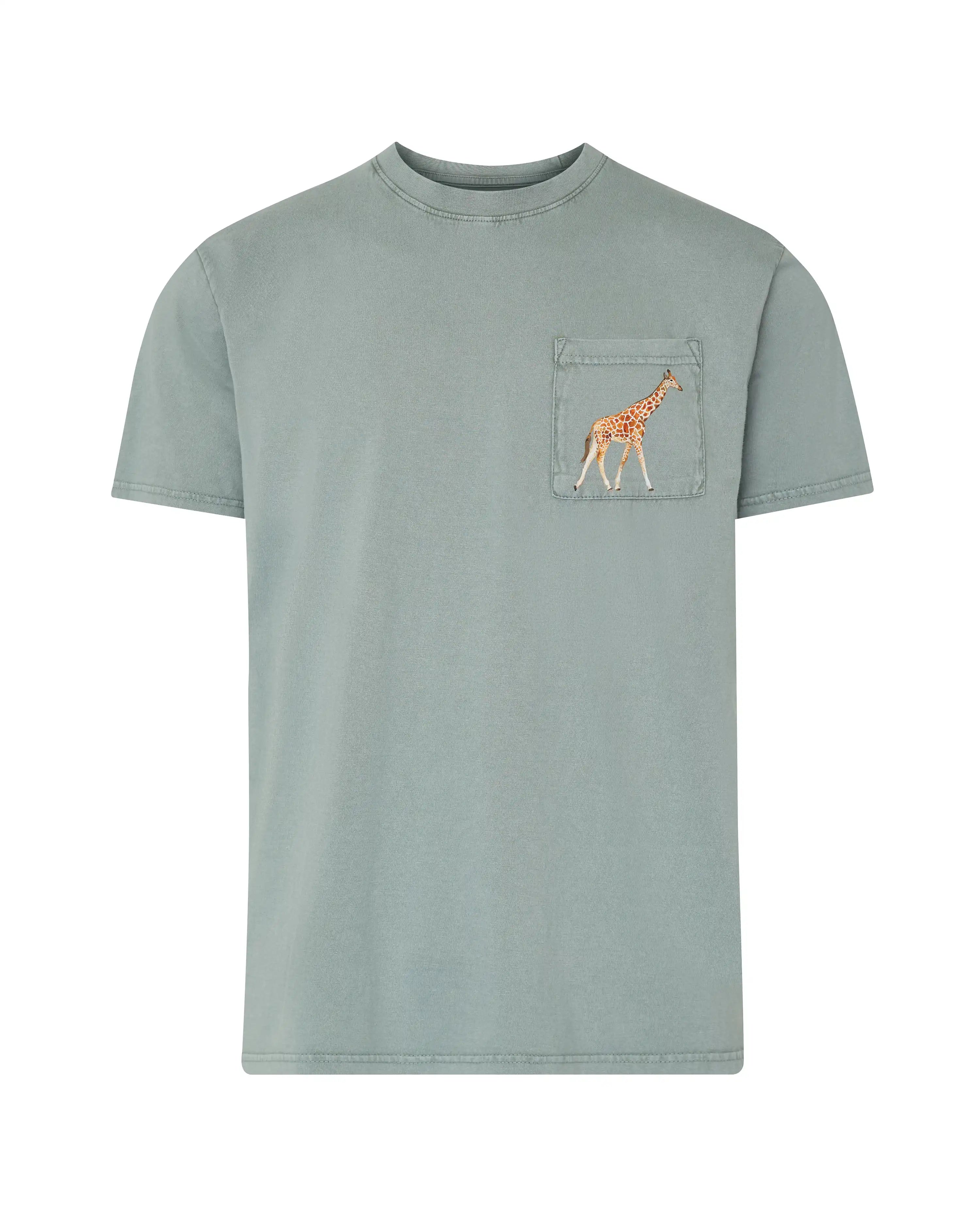 Camiseta de hombre verde efecto lavado Jirafa