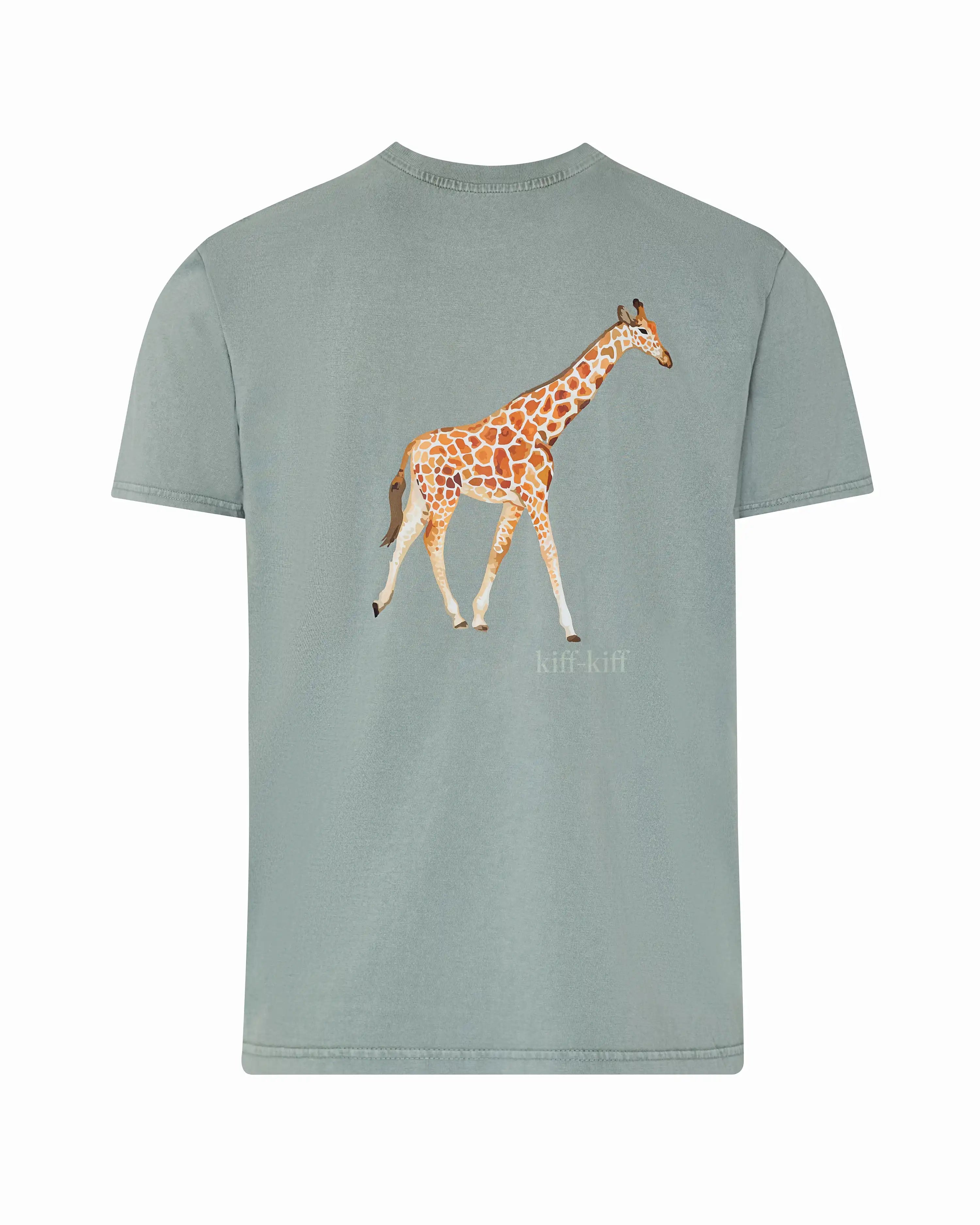 Camiseta de hombre verde efecto lavado Jirafa