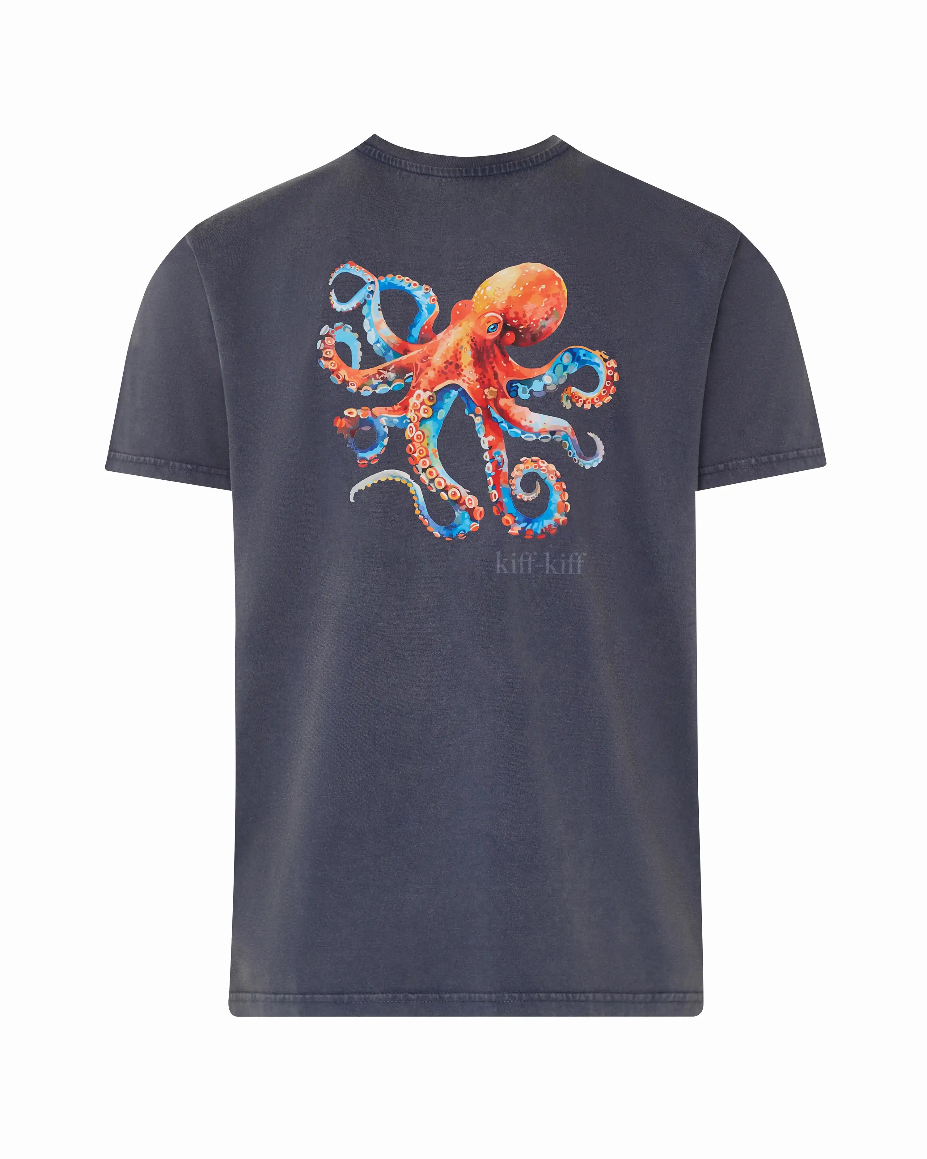 Camiseta de hombre azul efecto lavado Pulpo