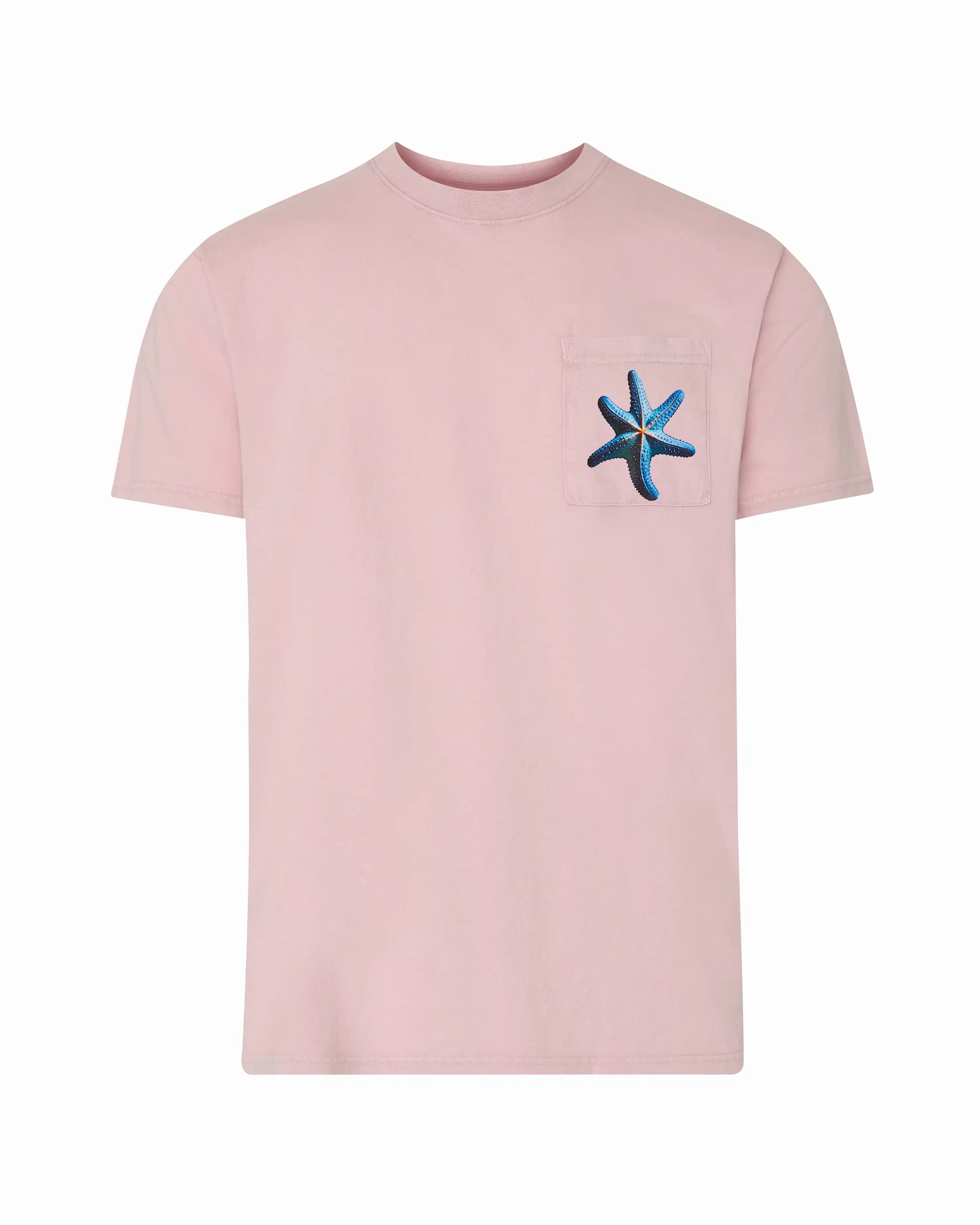 Camiseta de hombre rosa efecto lavado Estrella de Mar