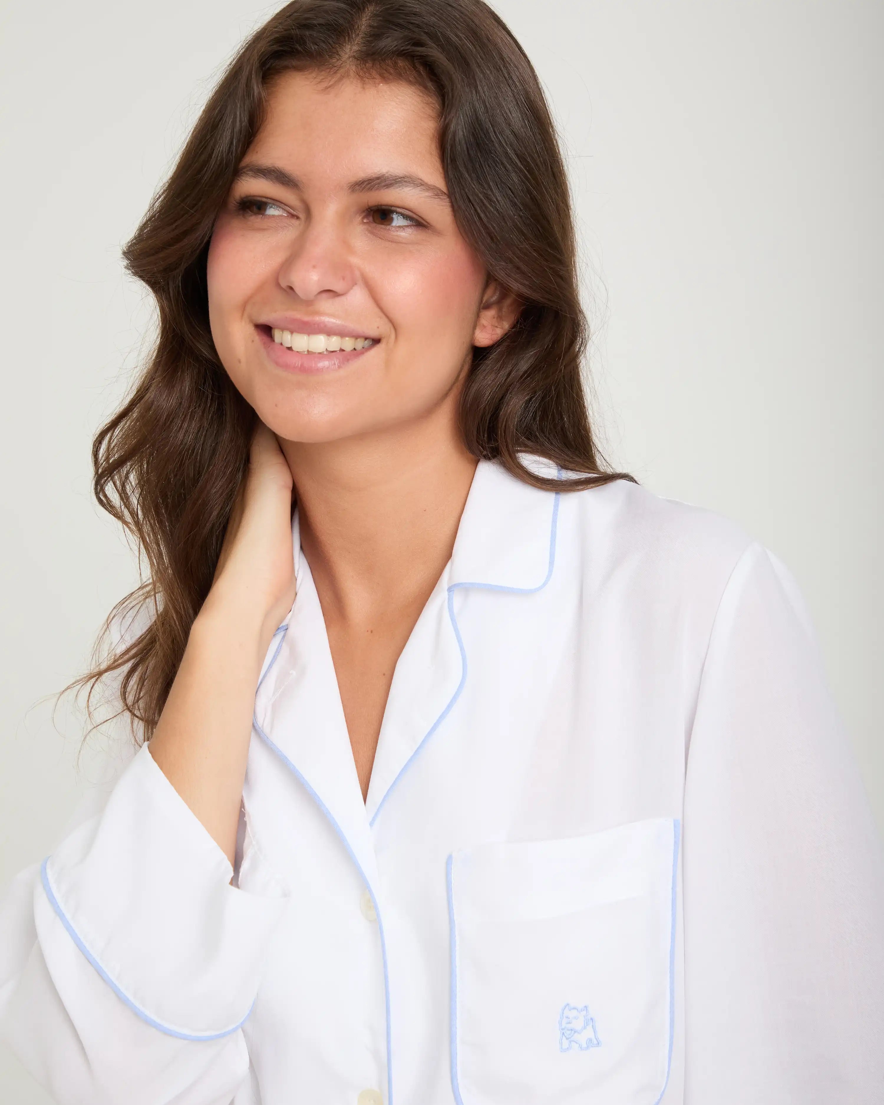 Pijama de mujer largo liso blanco