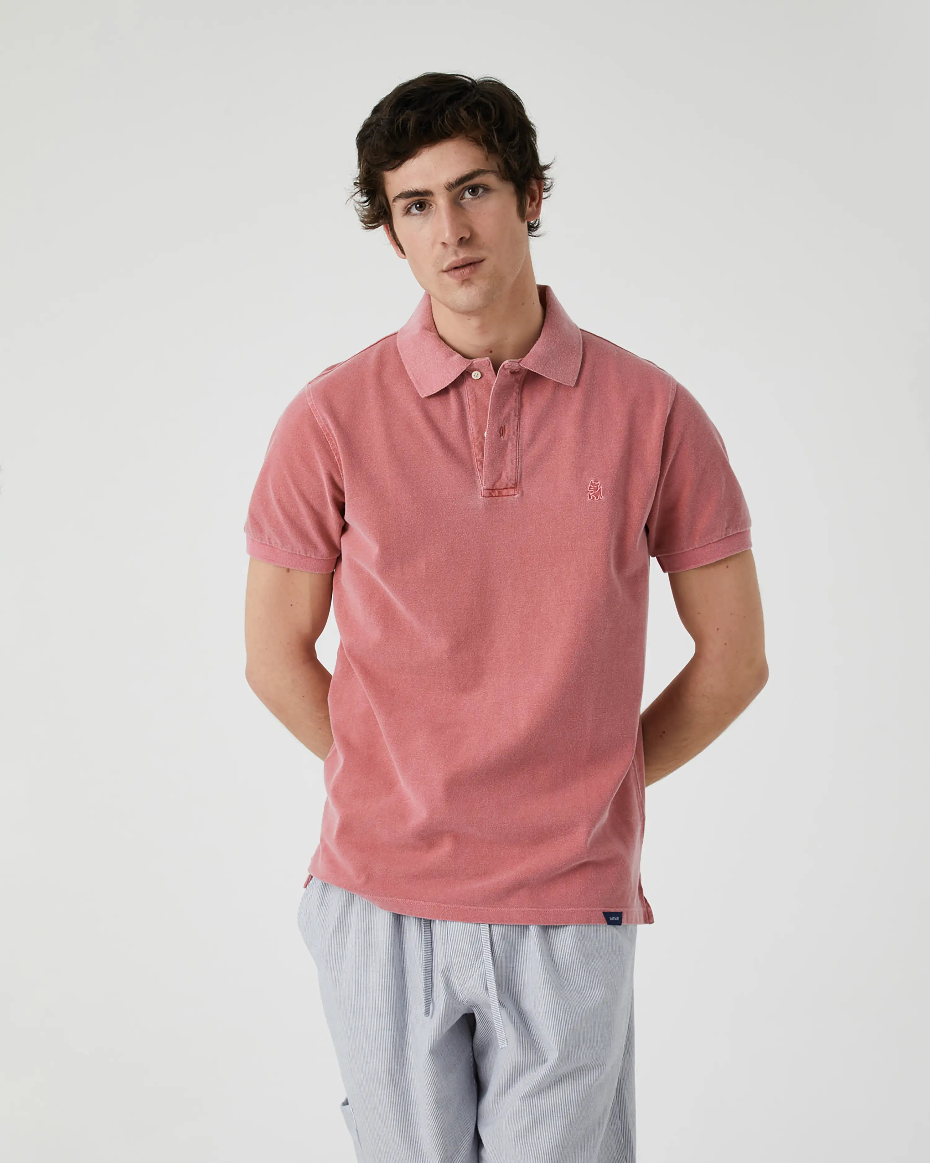 Polo de Manga Corta de Hombre Rosa Lavado