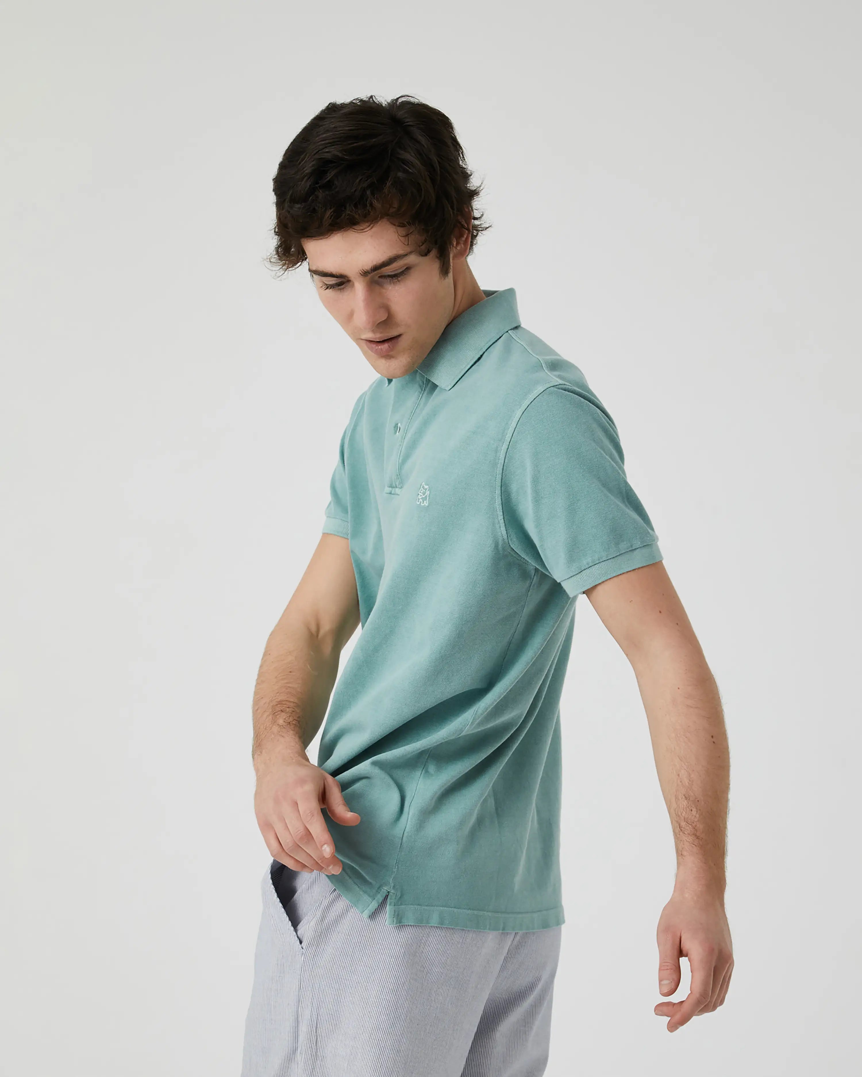 Polo de Manga Corta de Hombre Verde Lavado
