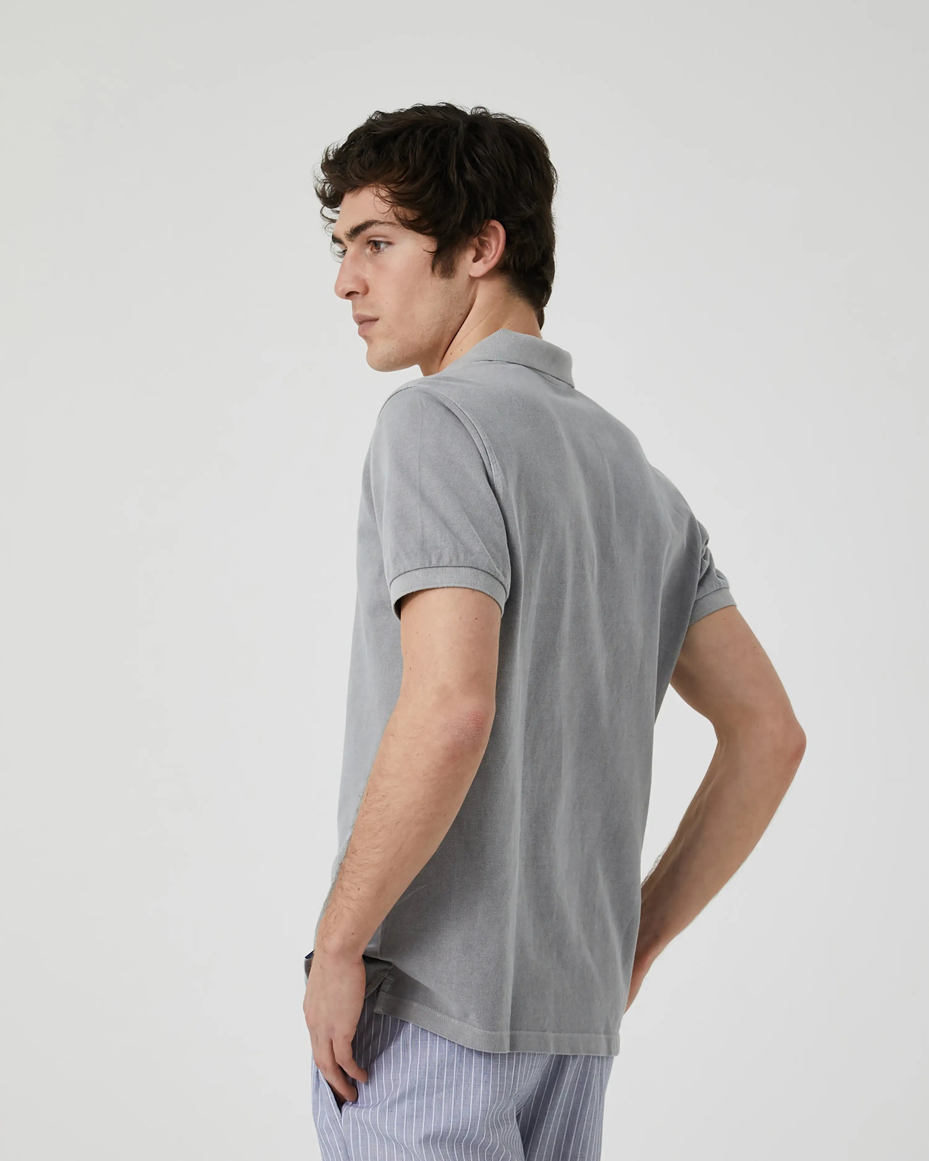 Polo de Manga Corta de Hombre Verde Kaki Lavado