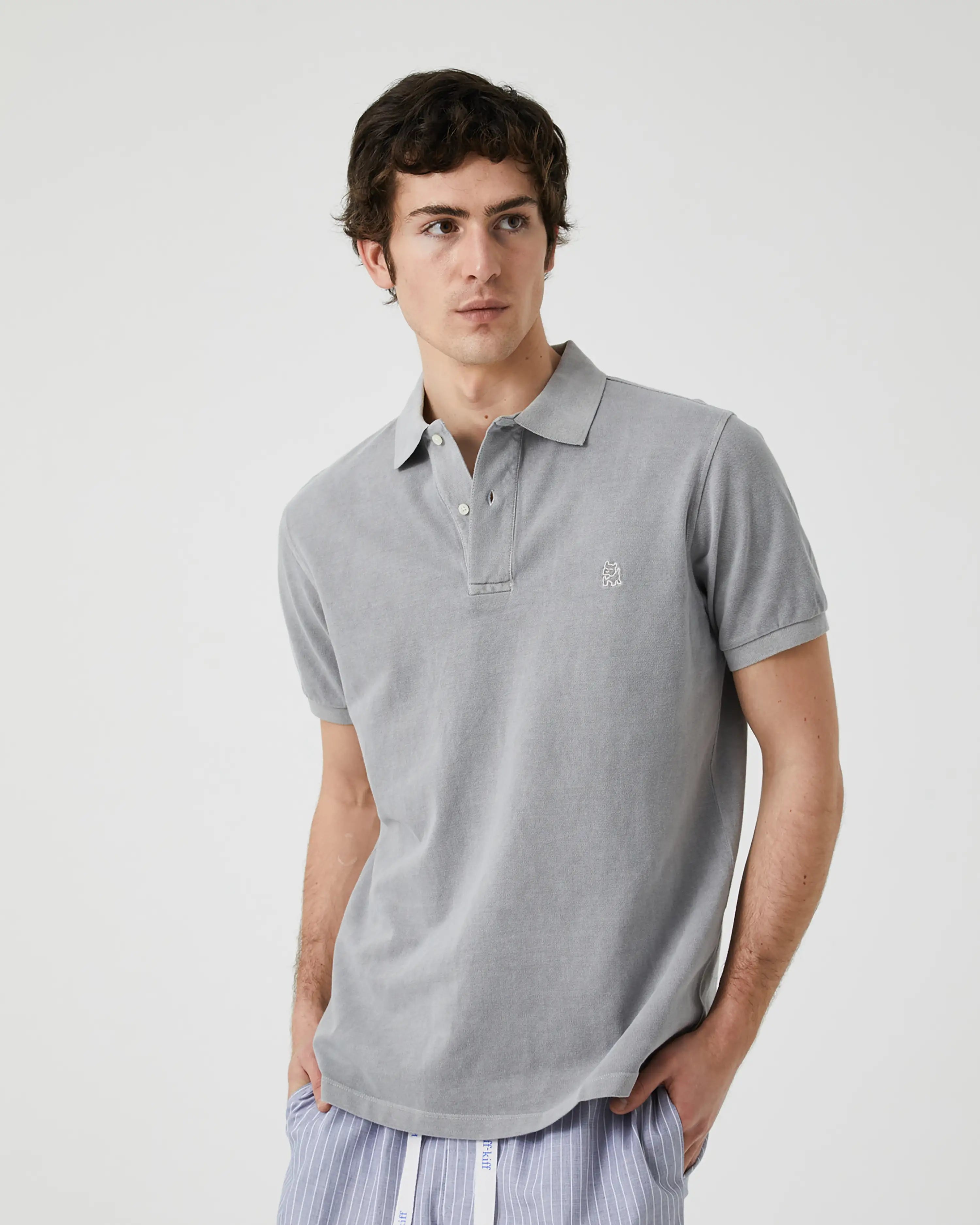 Polo de Manga Corta de Hombre Verde Kaki Lavado