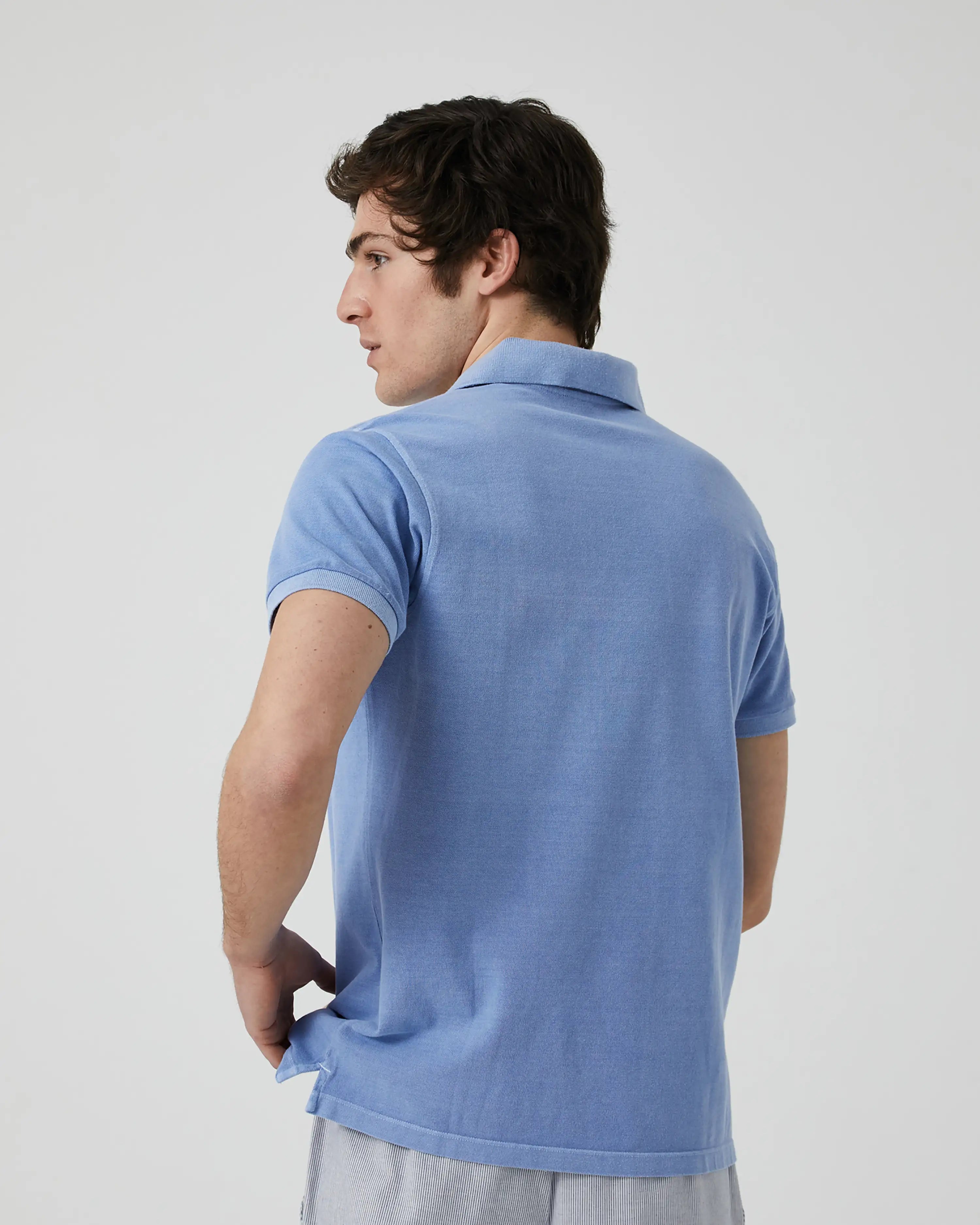 Polo de Manga Corta de Hombre Azul Jeans Lavado