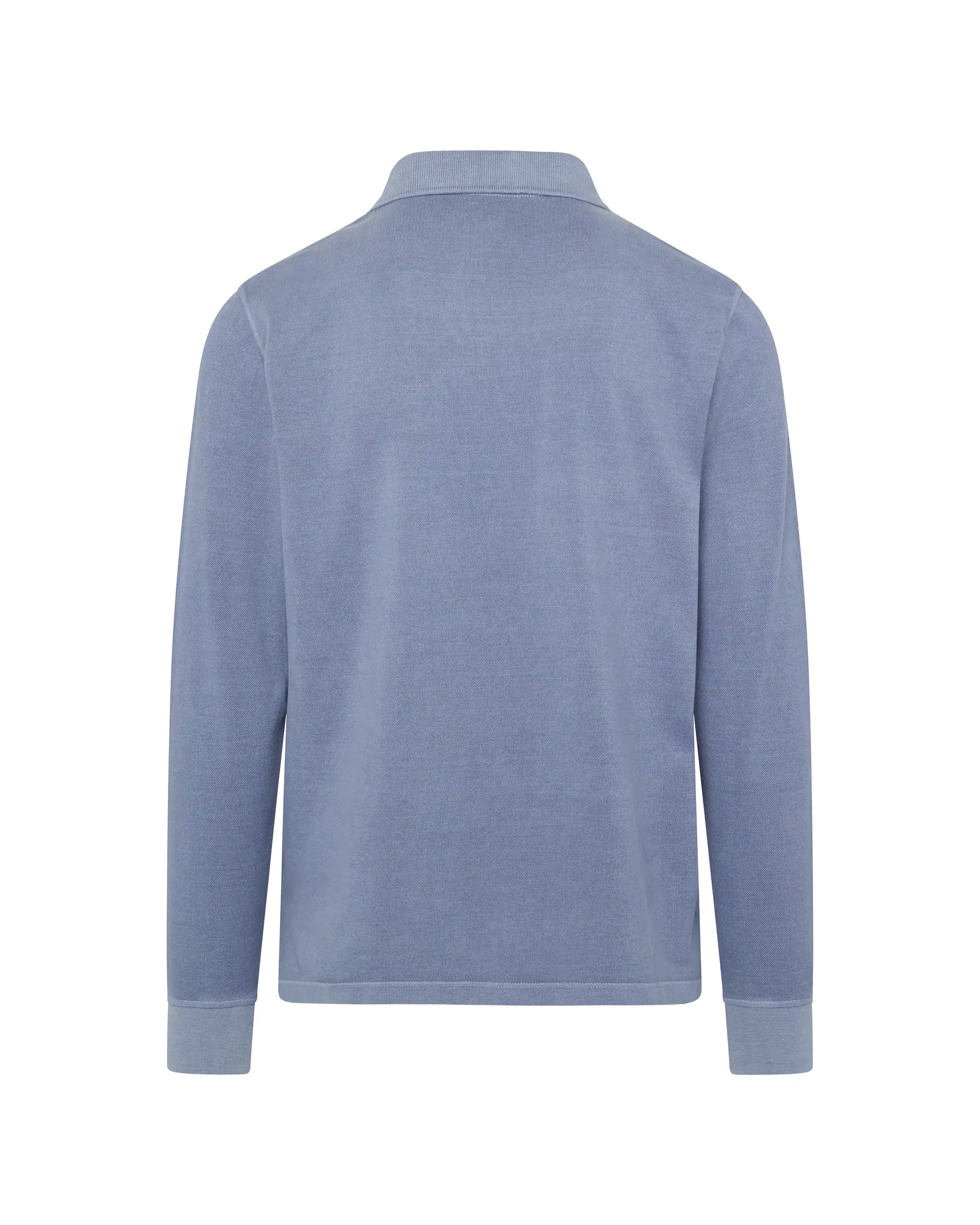 Polo Azul Jeans Lavado Manga Larga