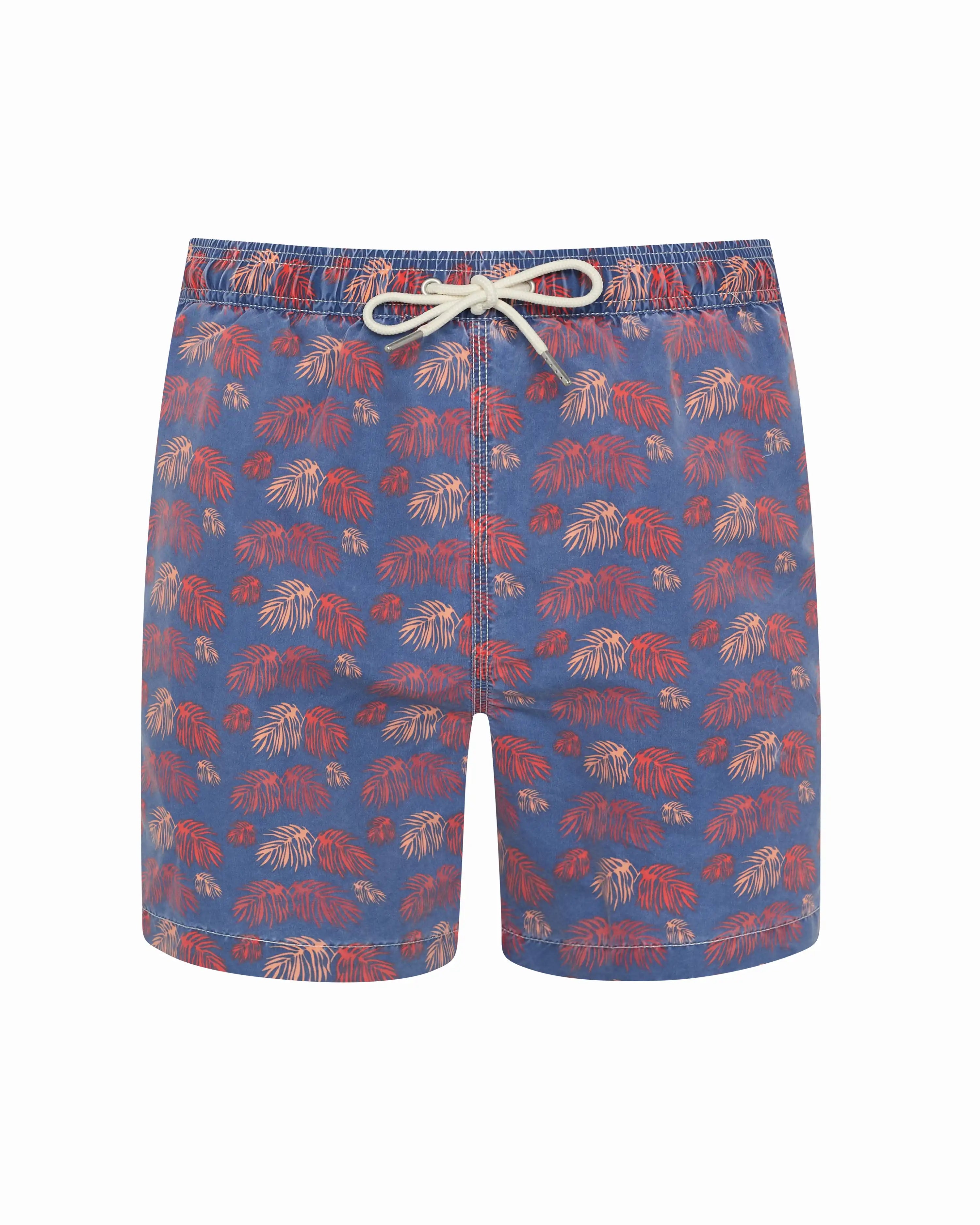 Bañador bermuda hombre Kiff Kiff azul jeans lavado estampado Helechos